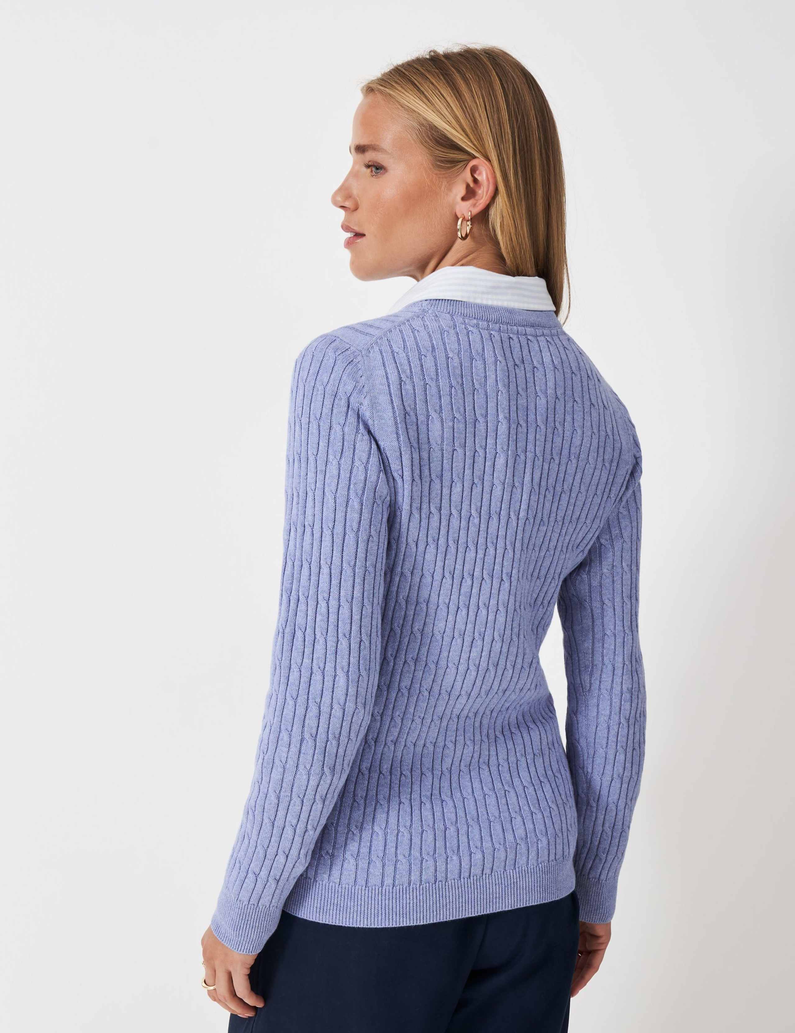 Cotton Rich Cable Knit Crew Neck Jumper 4 of 5
