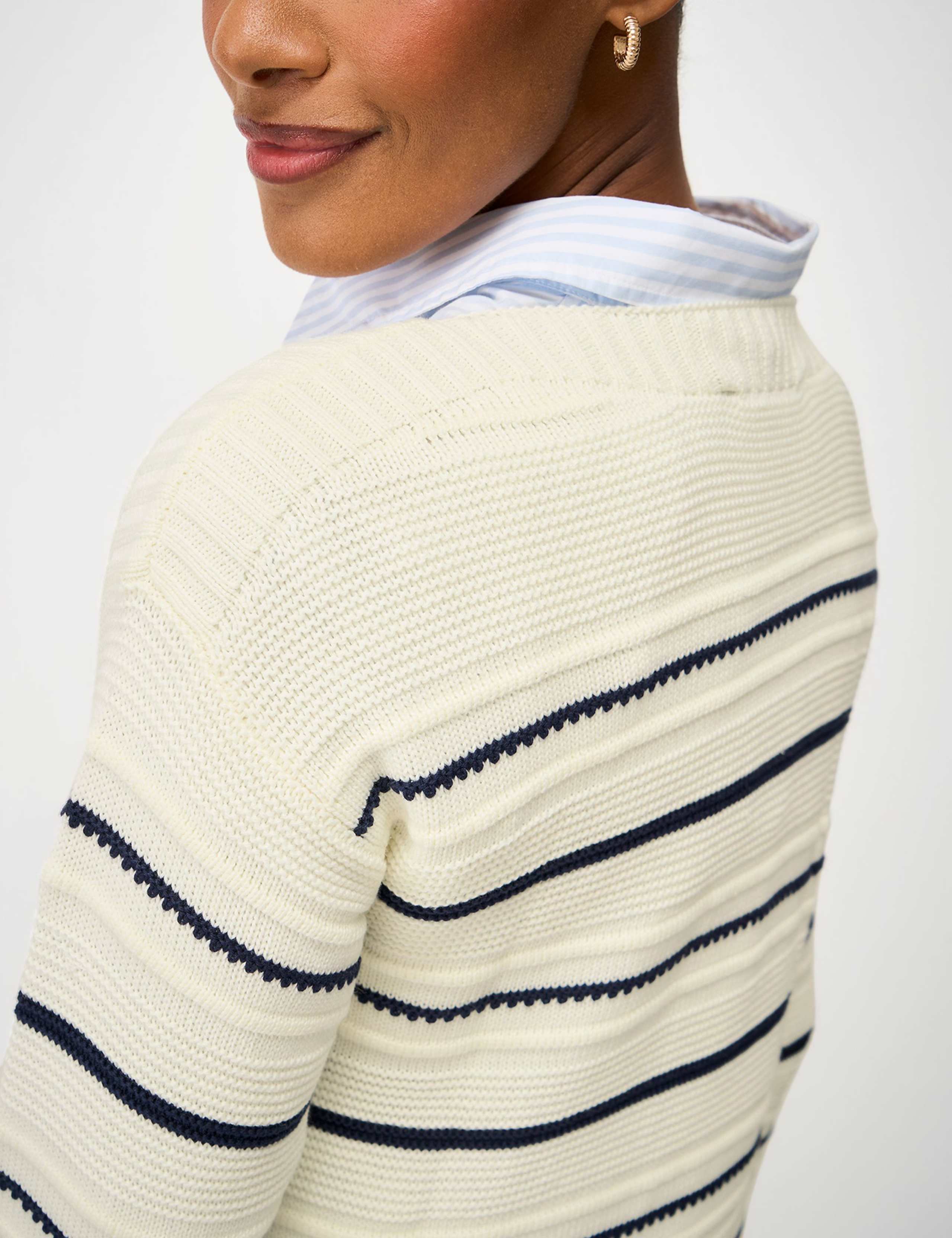 Cotton Rich Textured Slash Neck Jumper 4 of 5