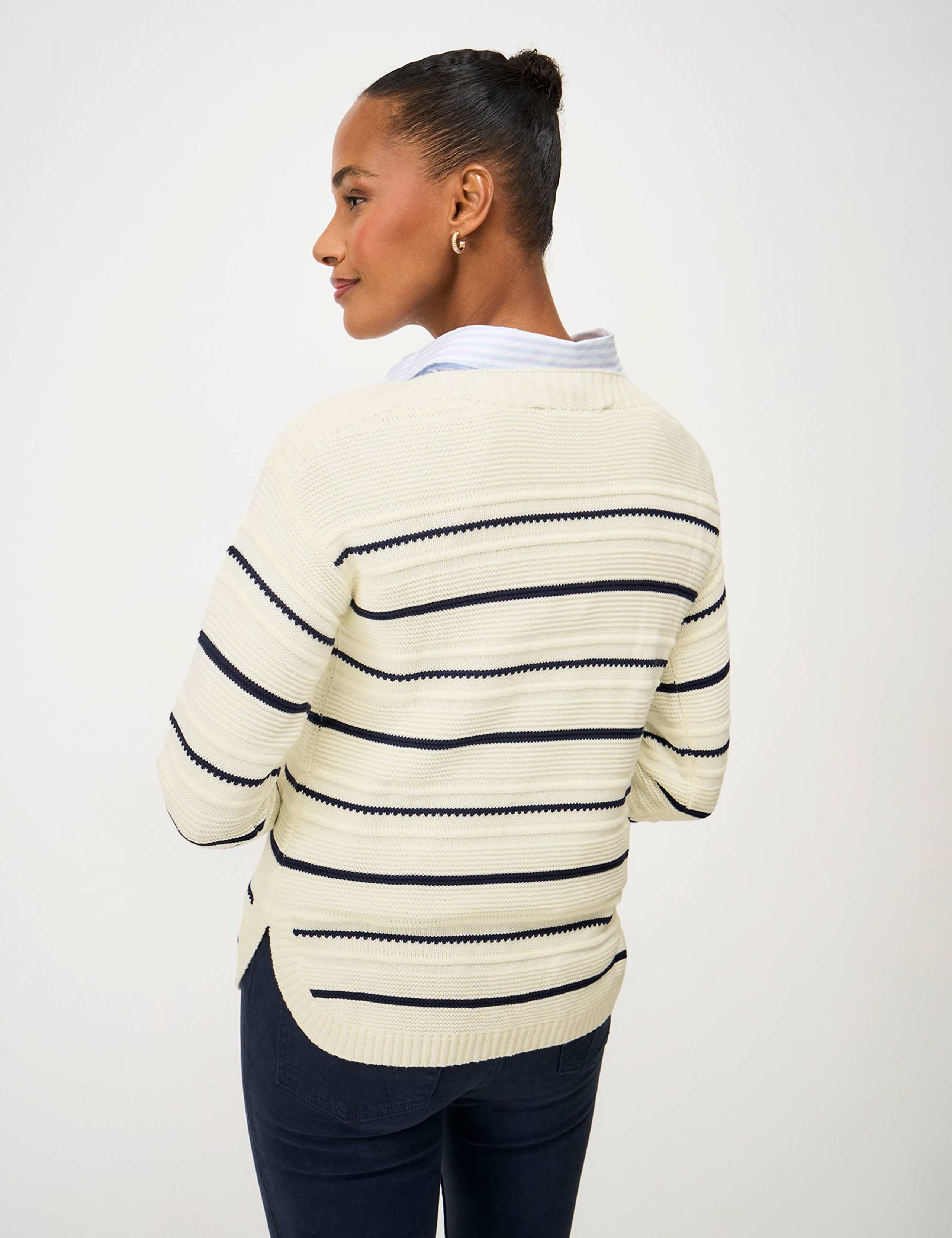 Cotton Rich Textured Slash Neck Jumper 5 of 5