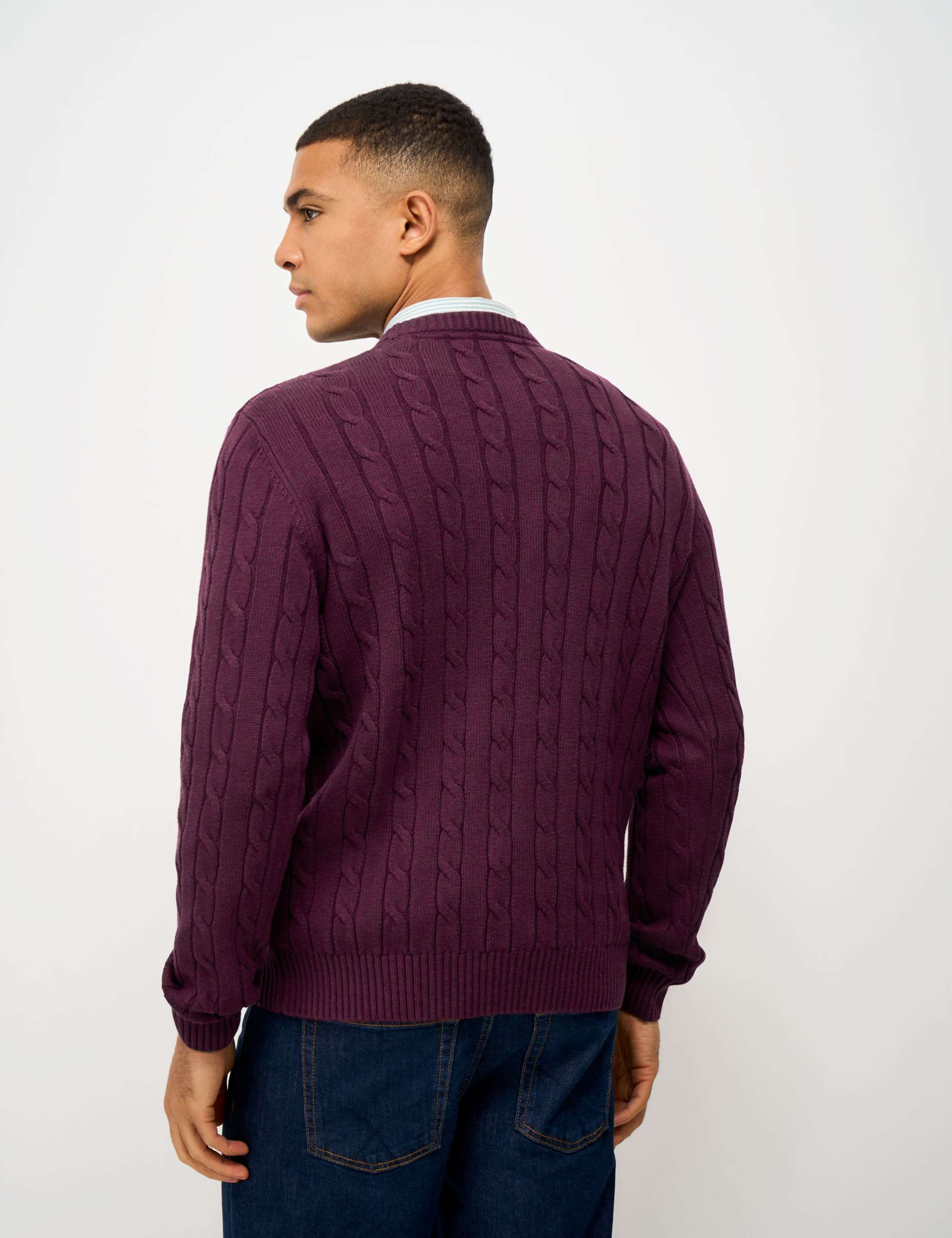 Pure Cotton Cable Crew Neck Jumper 3 of 5