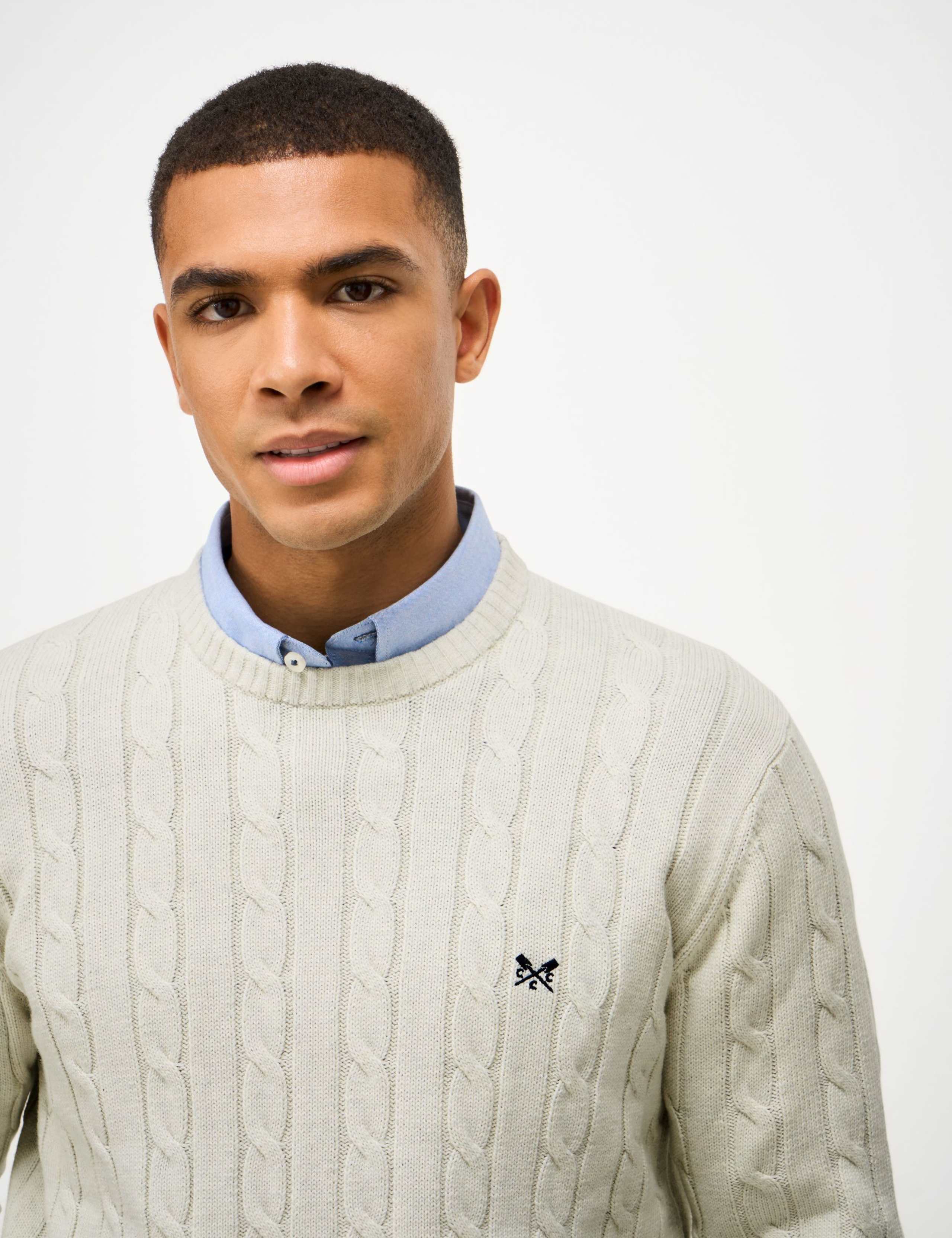 Pure Cotton Cable Crew Neck Jumper 4 of 5