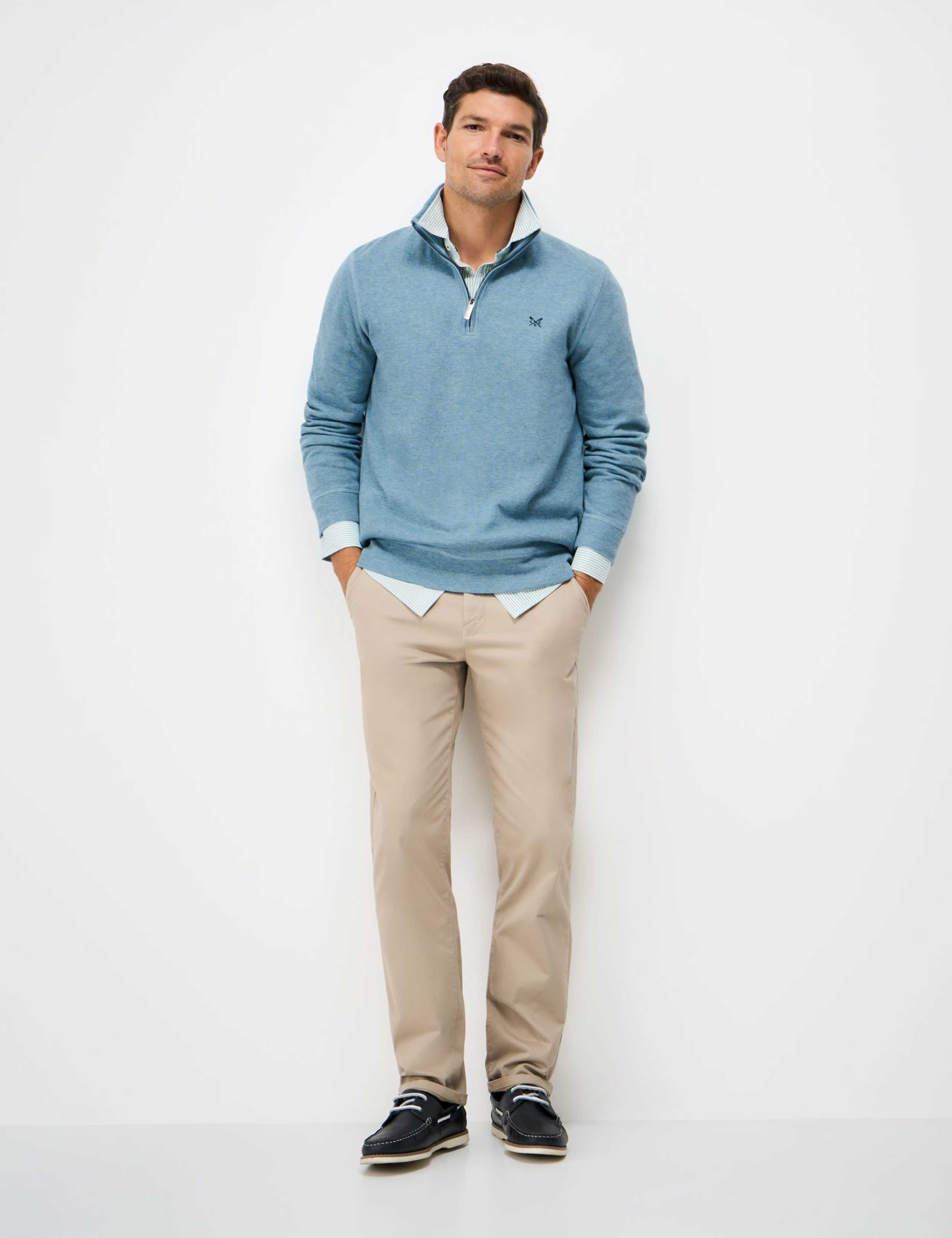 Pure Cotton Half Zip Long Sleeve Jumper 1 of 5