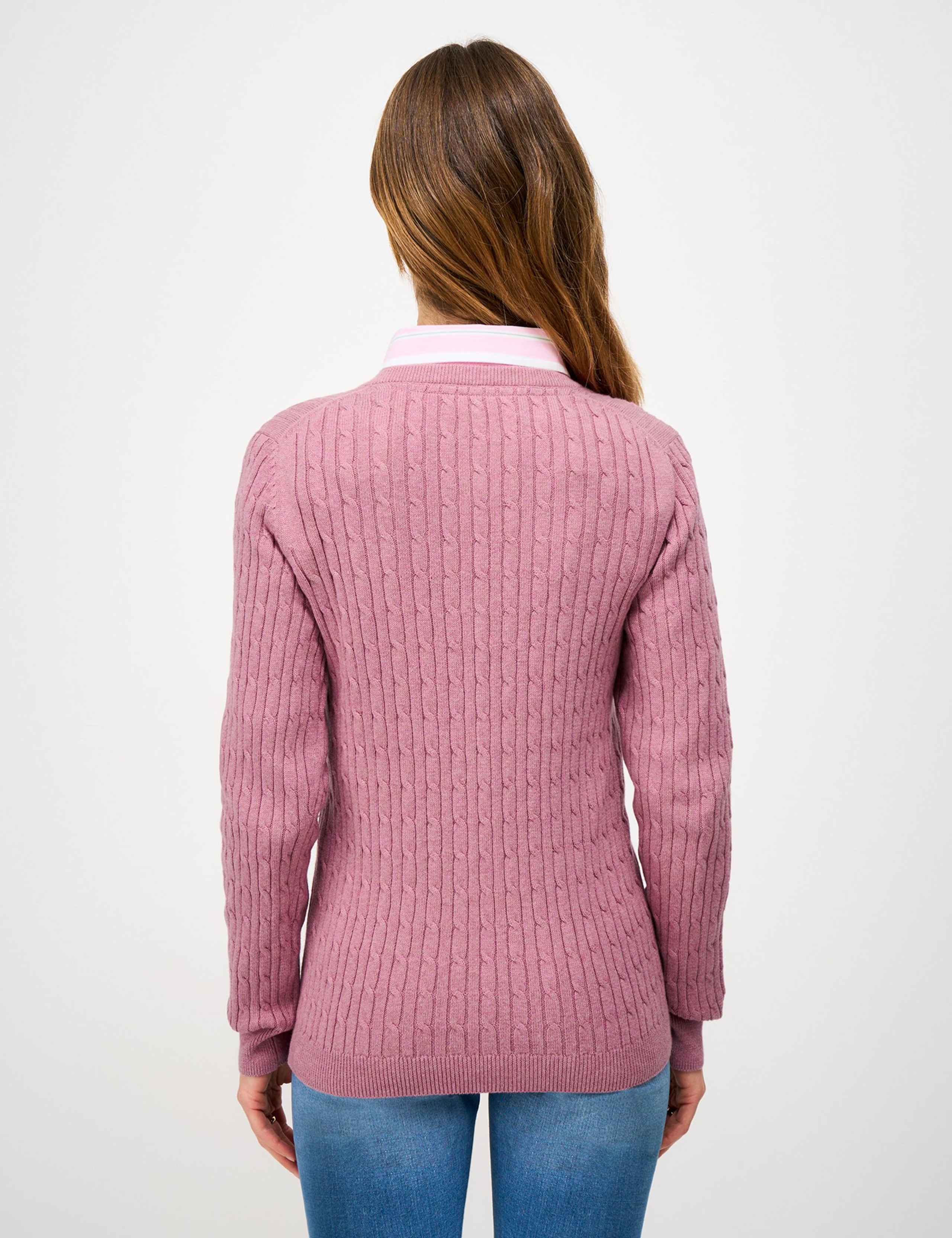 Cotton Rich Cable Knit V-Neck Jumper 3 of 5
