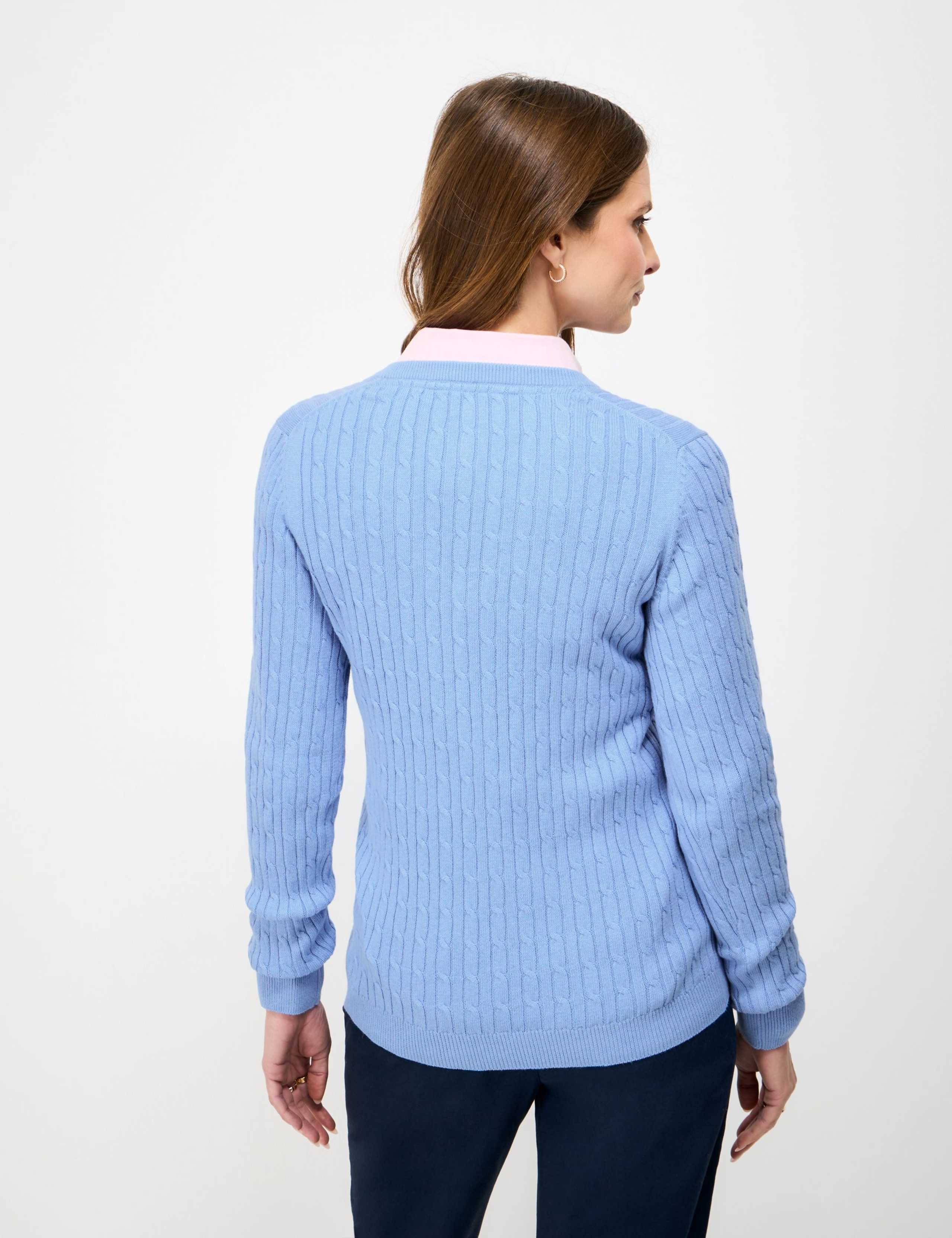Cotton Rich Cable Knit V-Neck Jumper 3 of 5