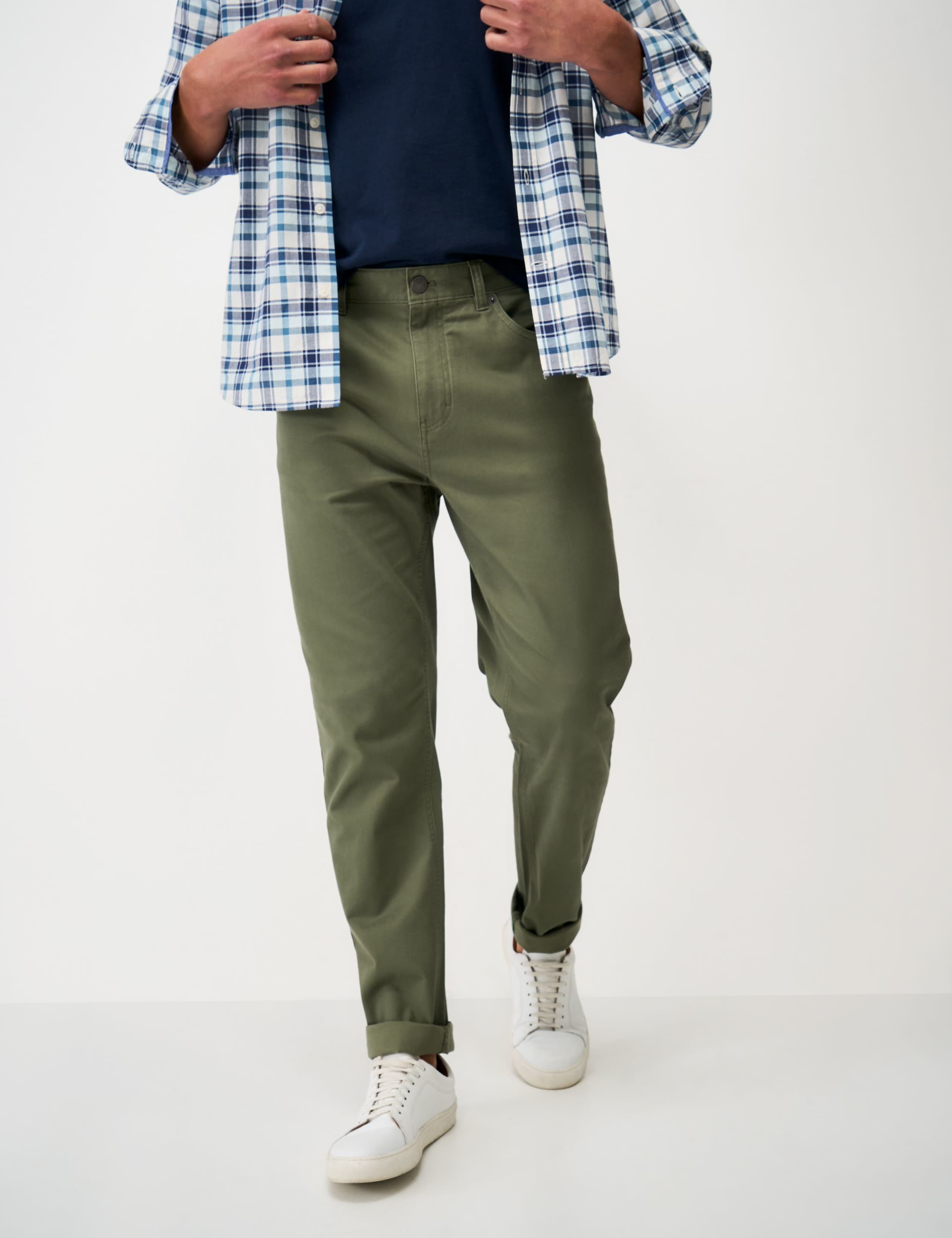 Slim Fit Pure Cotton Twill Trousers 1 of 4