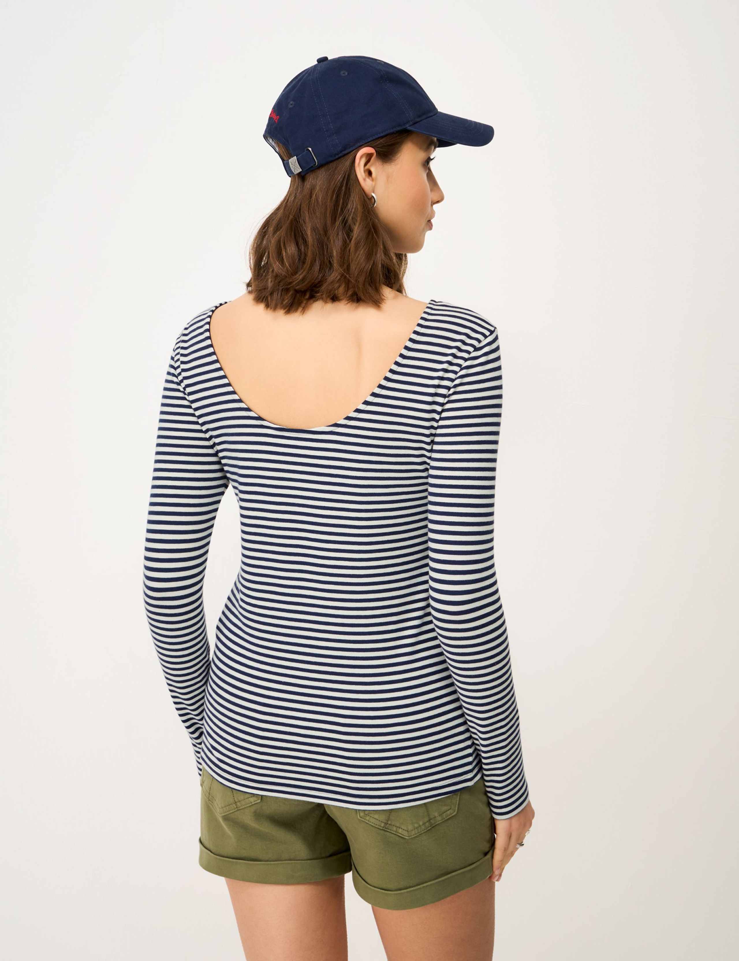 Cotton and Modal Striped Scoop Neck Top 4 of 5