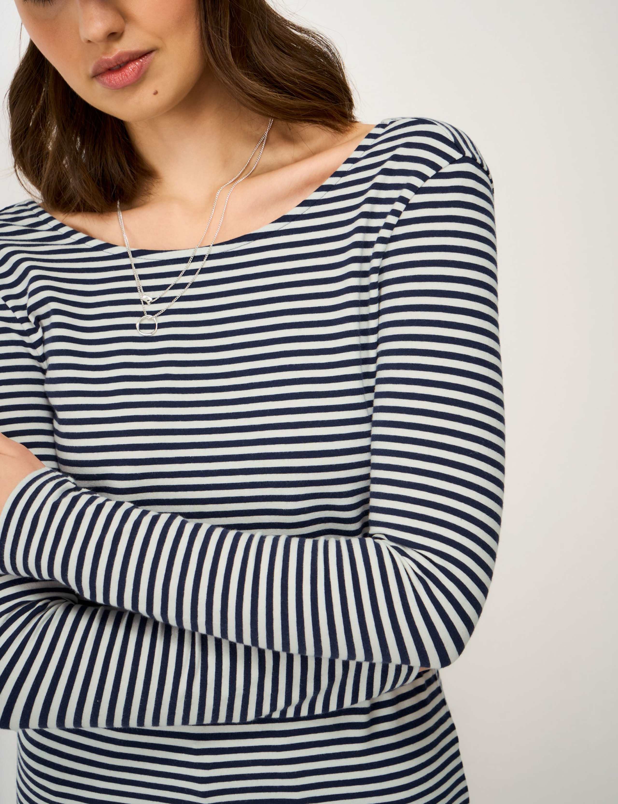 Cotton and Modal Striped Scoop Neck Top 5 of 5