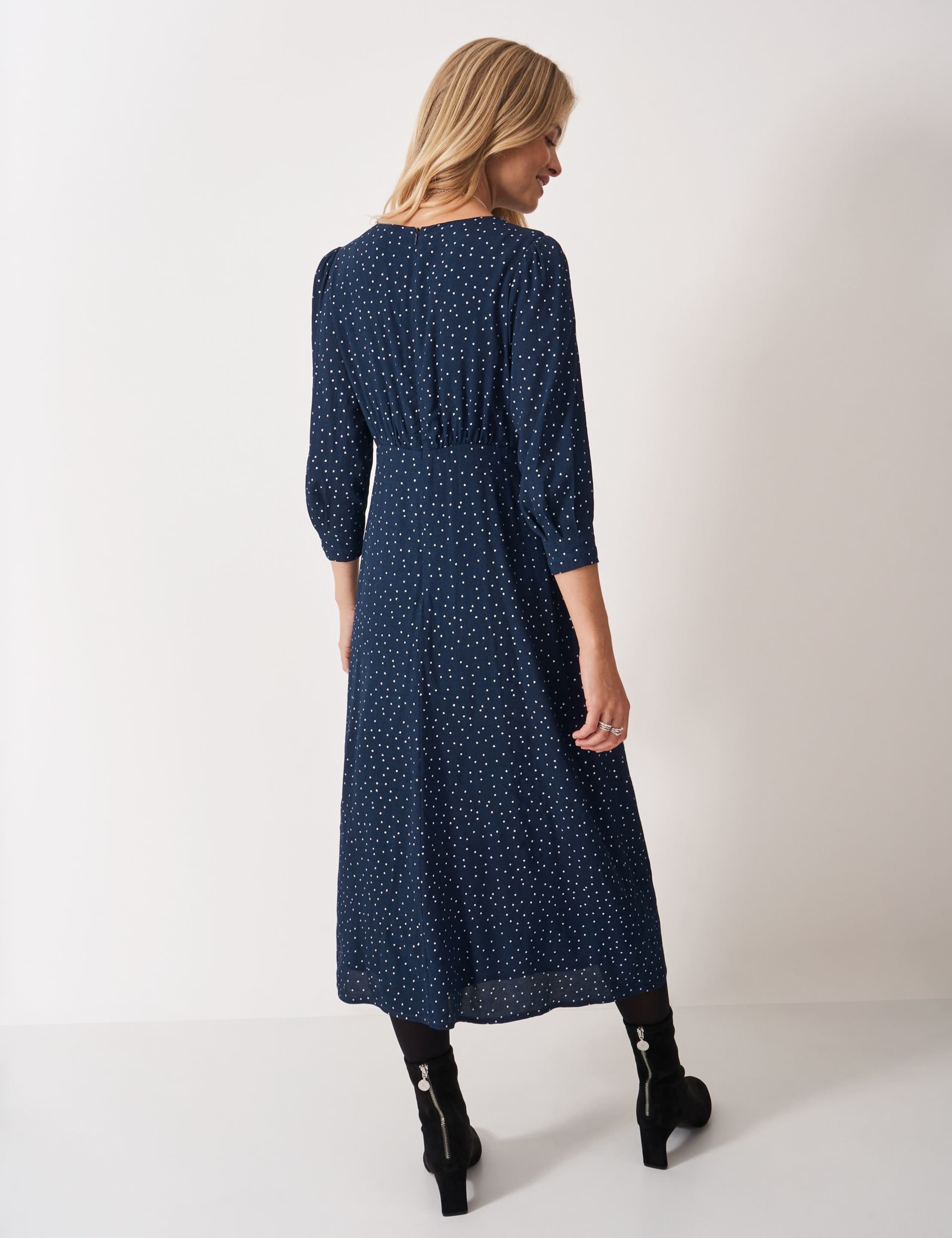 Polka Dot Tie Waist Midi Tea Dress 4 of 5