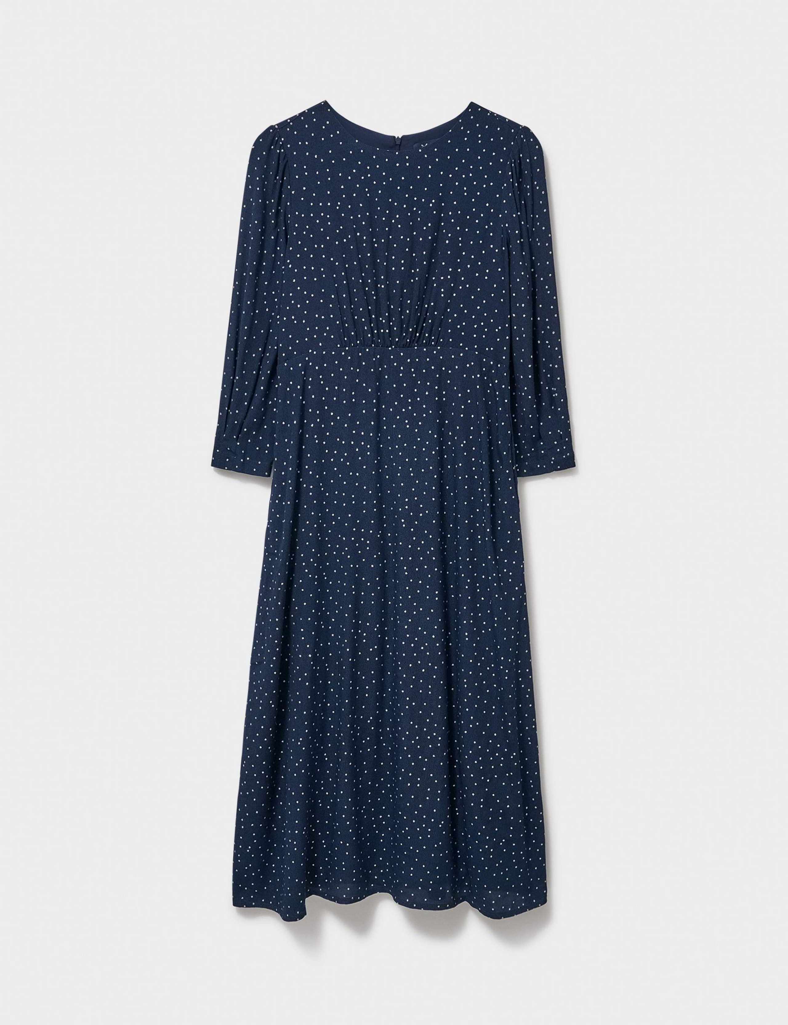 Polka Dot Tie Waist Midi Tea Dress 2 of 5