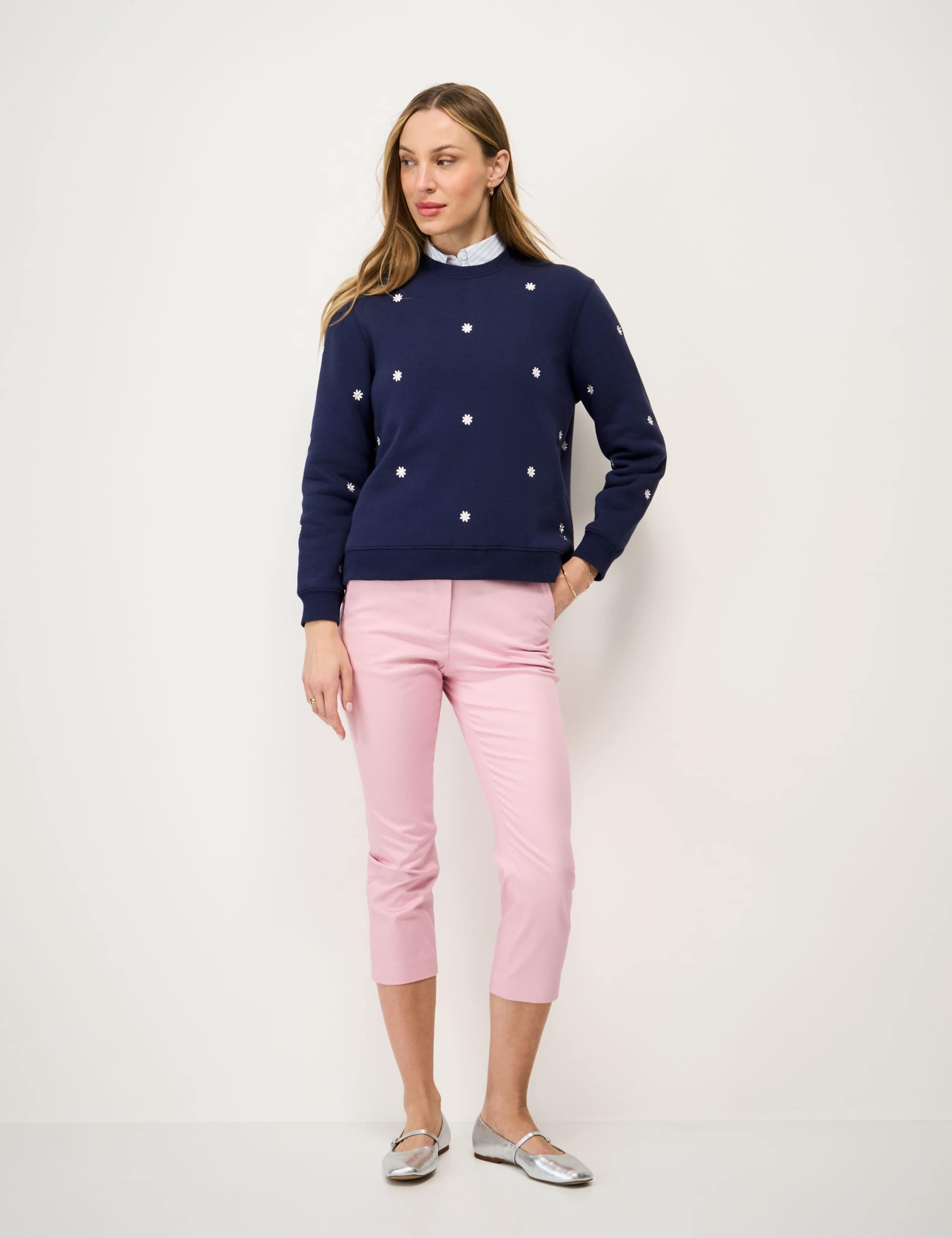 Cotton Rich Embroidered Crew Neck Sweatshirt 1 of 5