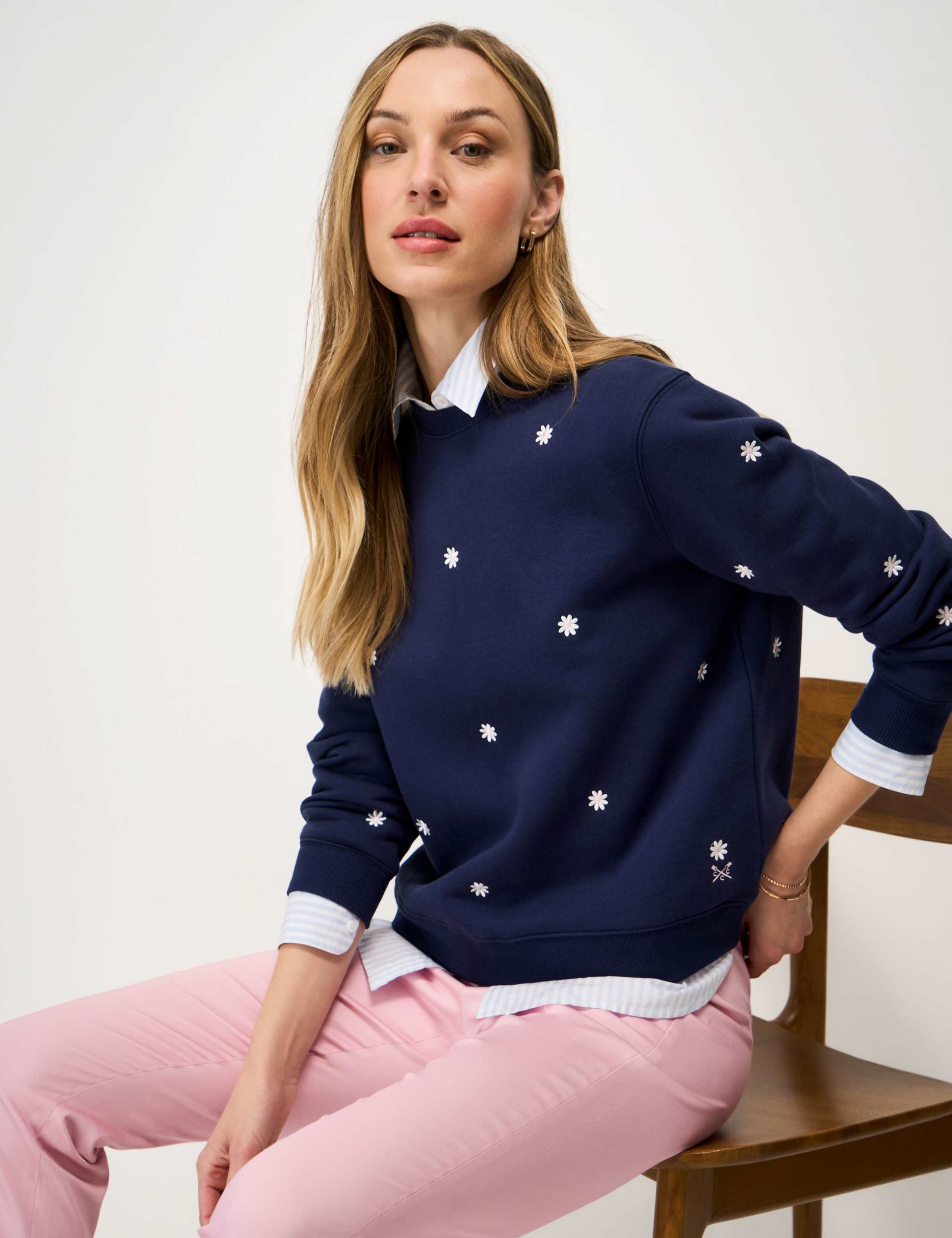 Cotton Rich Embroidered Crew Neck Sweatshirt 4 of 5