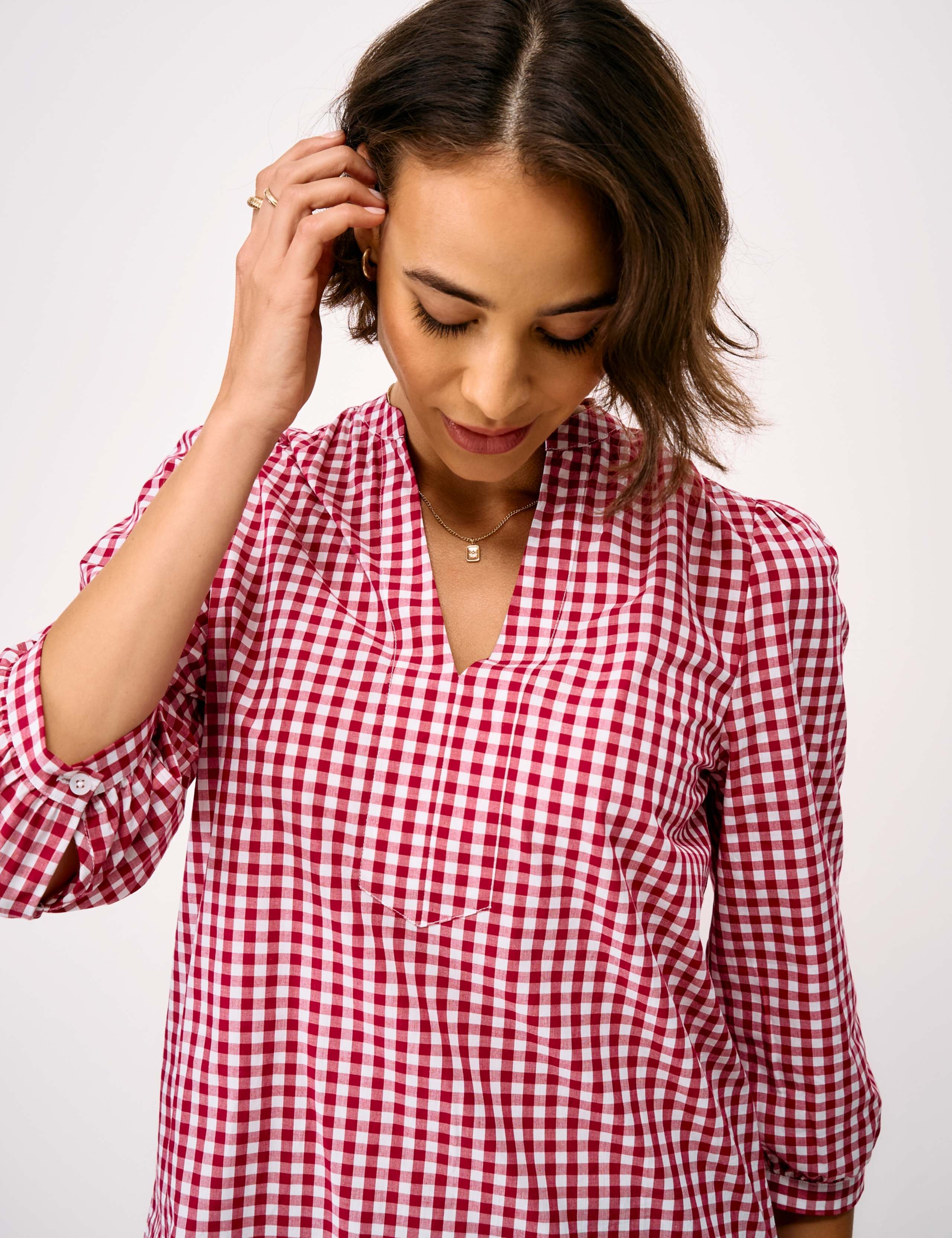 Pure Cotton Striped V-Neck Blouse 4 of 5