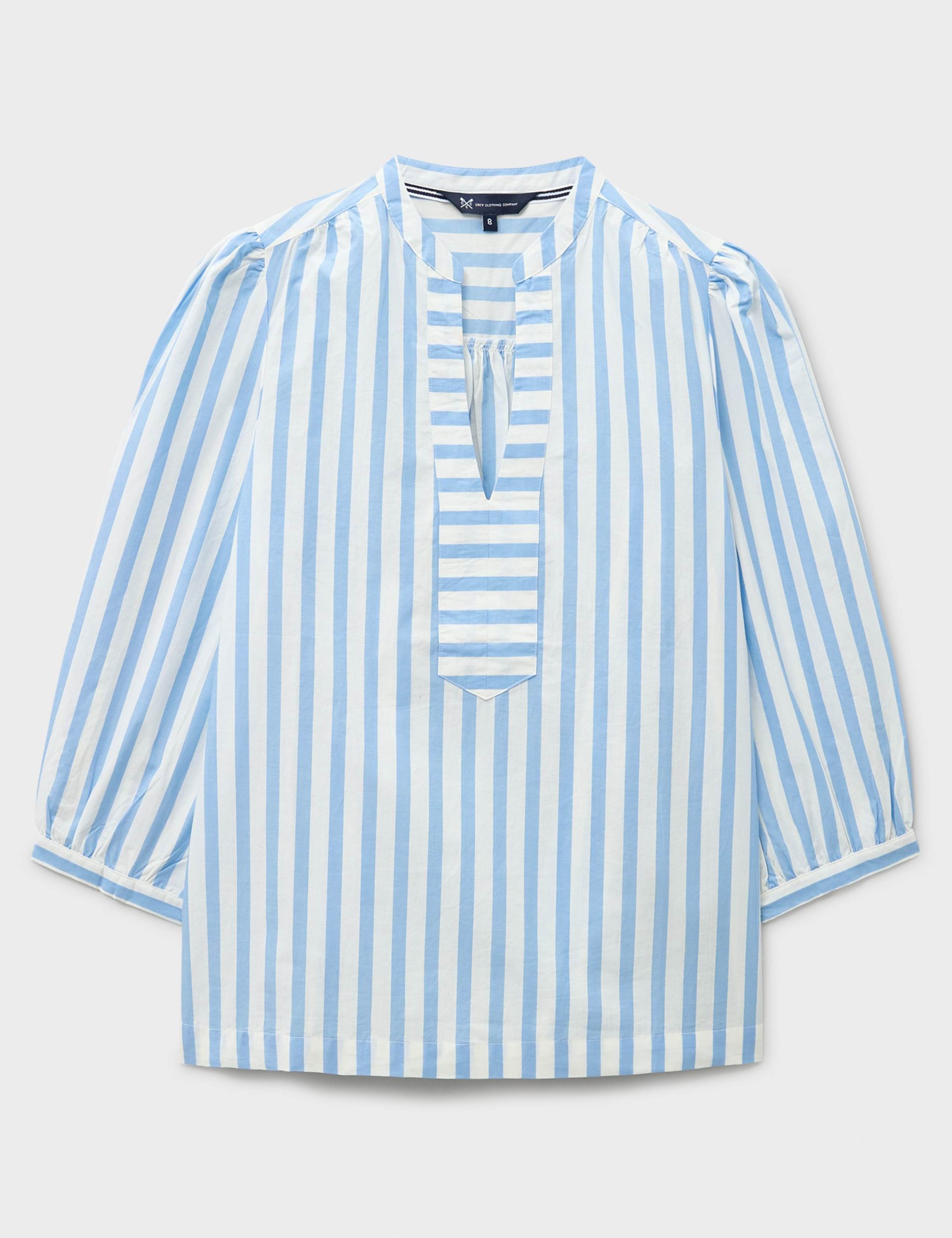Pure Cotton Striped V-Neck Blouse 2 of 5