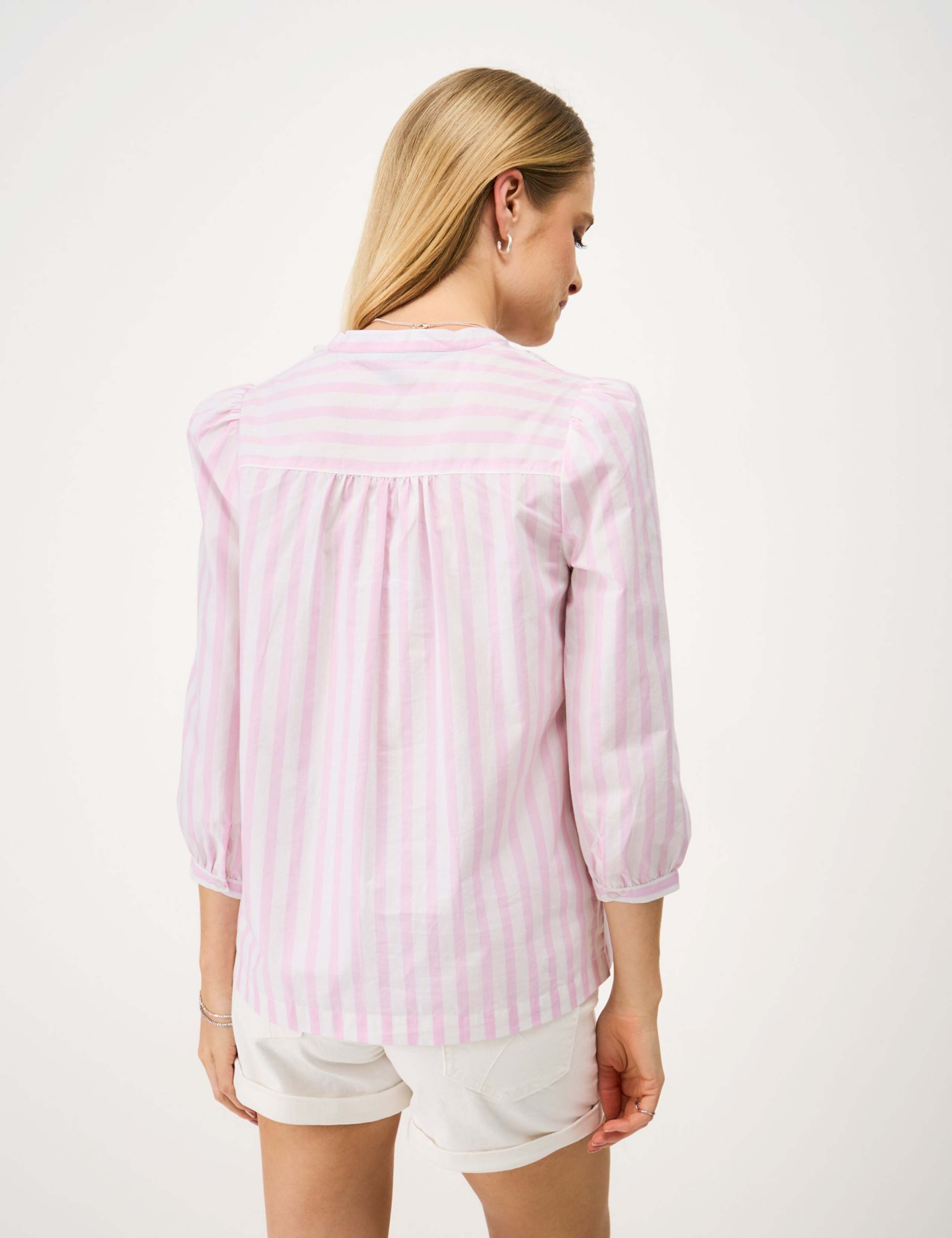 Pure Cotton Striped V-Neck Blouse 4 of 5