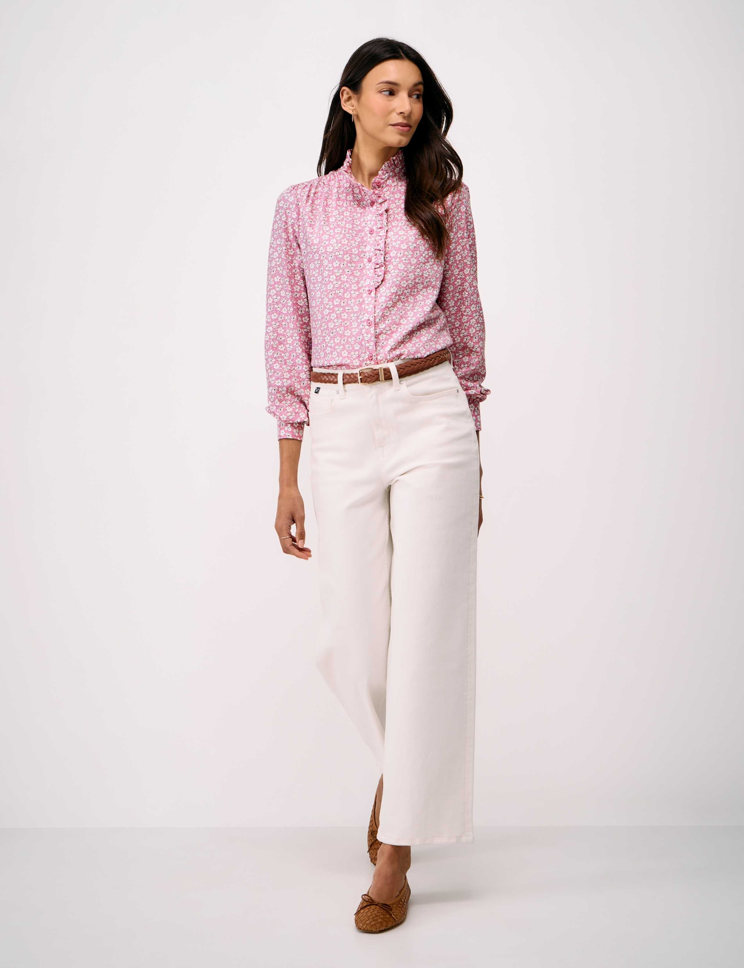 Floral Frill Detail Blouse with Cotton 3 of 5