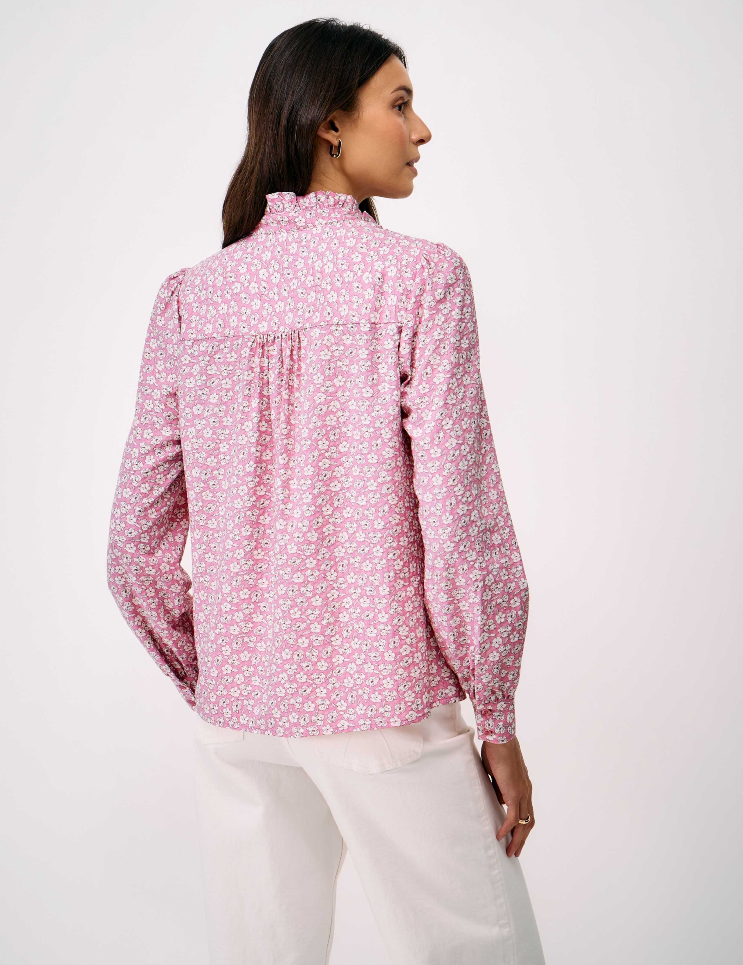 Floral Frill Detail Blouse with Cotton 5 of 5