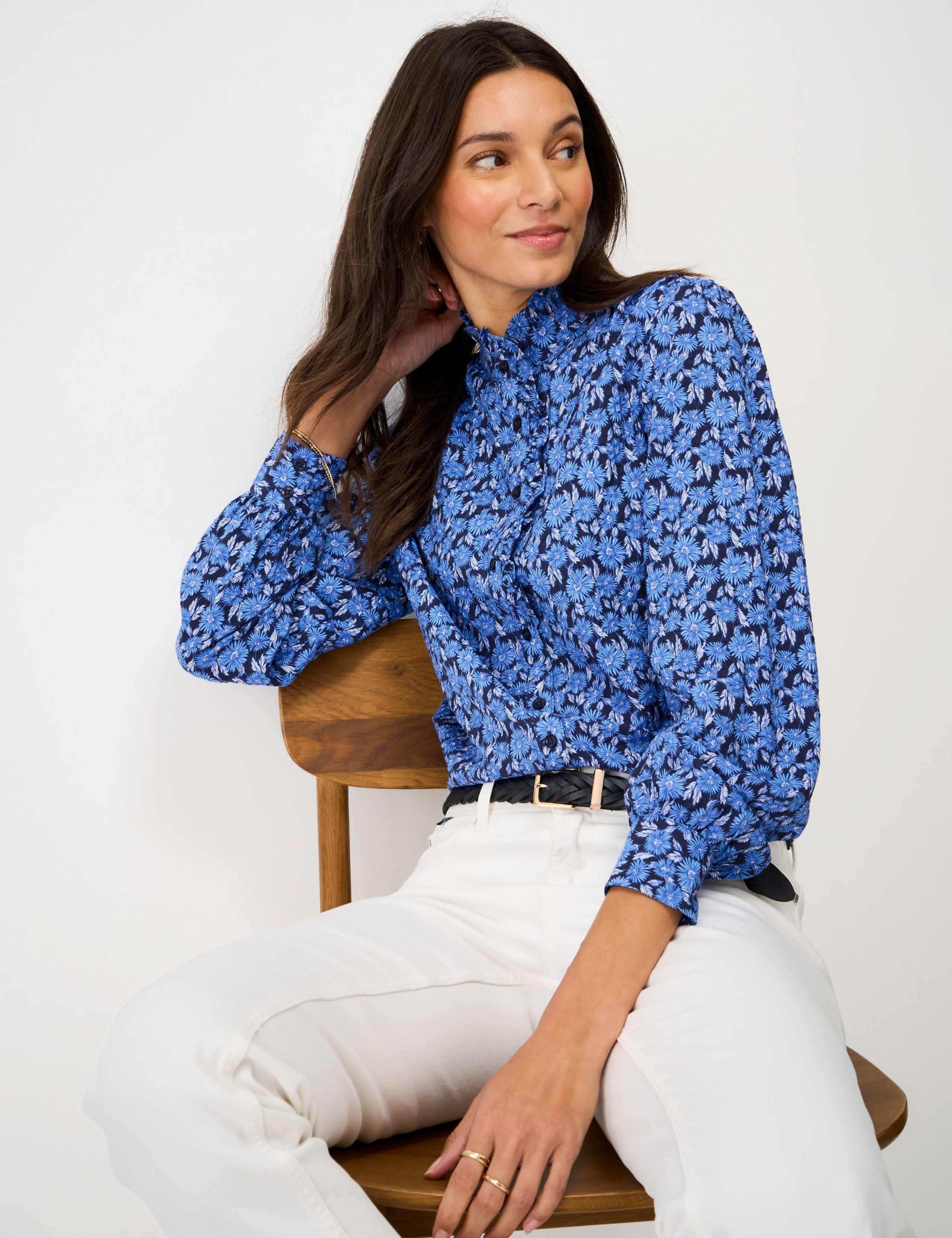 Floral Frill Detail Blouse with Cotton 4 of 5