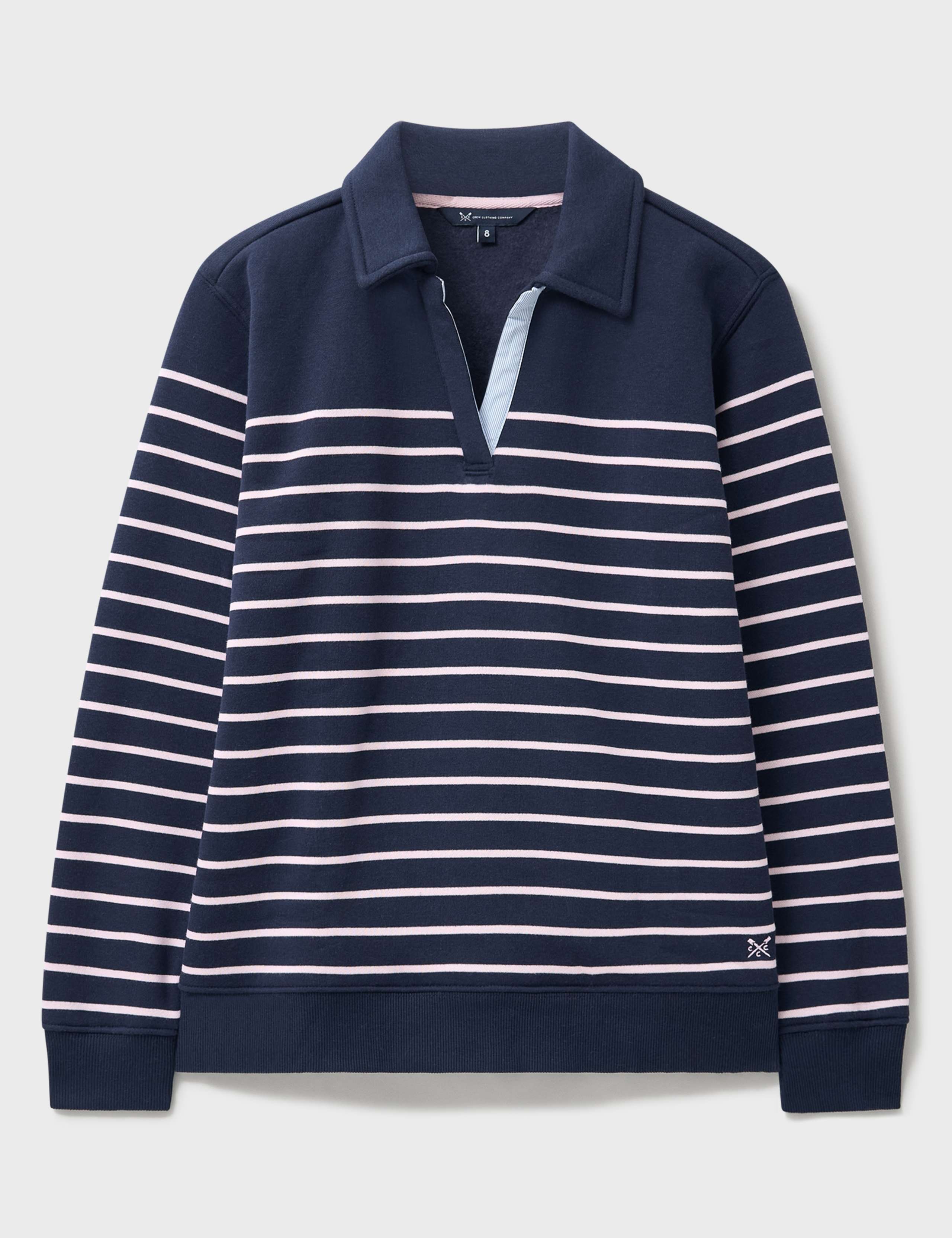 Cotton Rich Striped V-Neck Sweatshirt 2 of 5