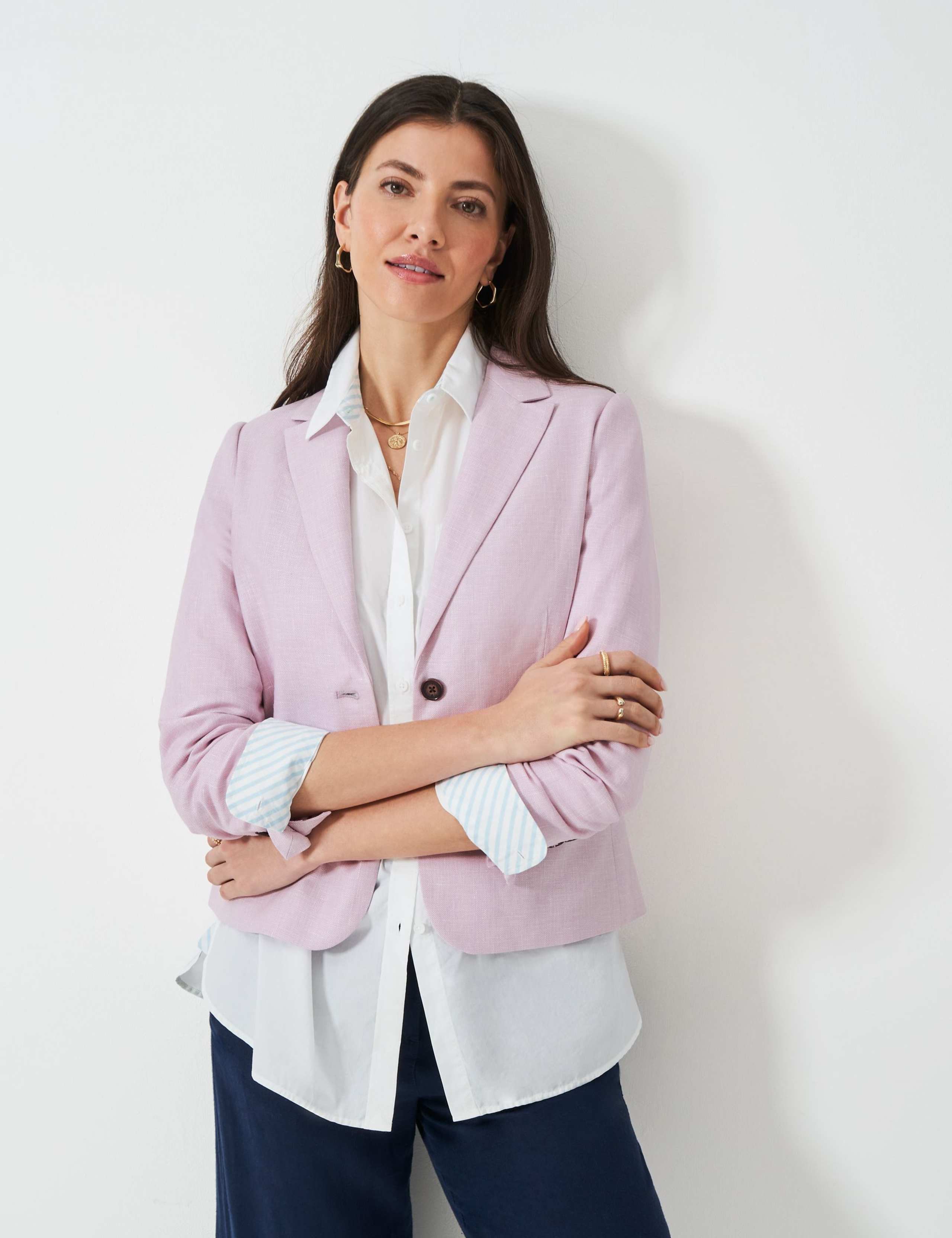 Linen Blend Single Breasted Blazer 3 of 5