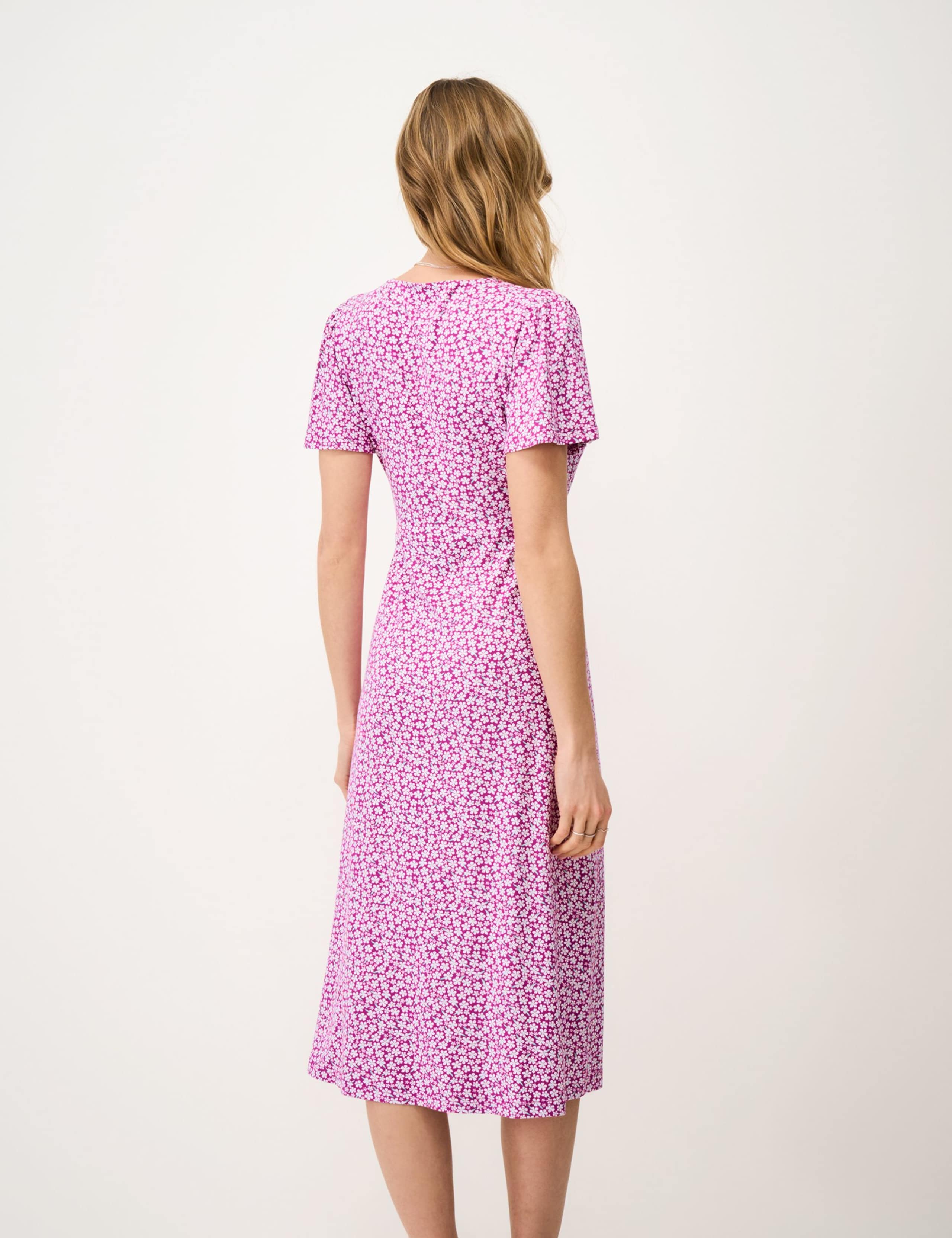 Jersey Floral Midi Waisted Dress 4 of 6