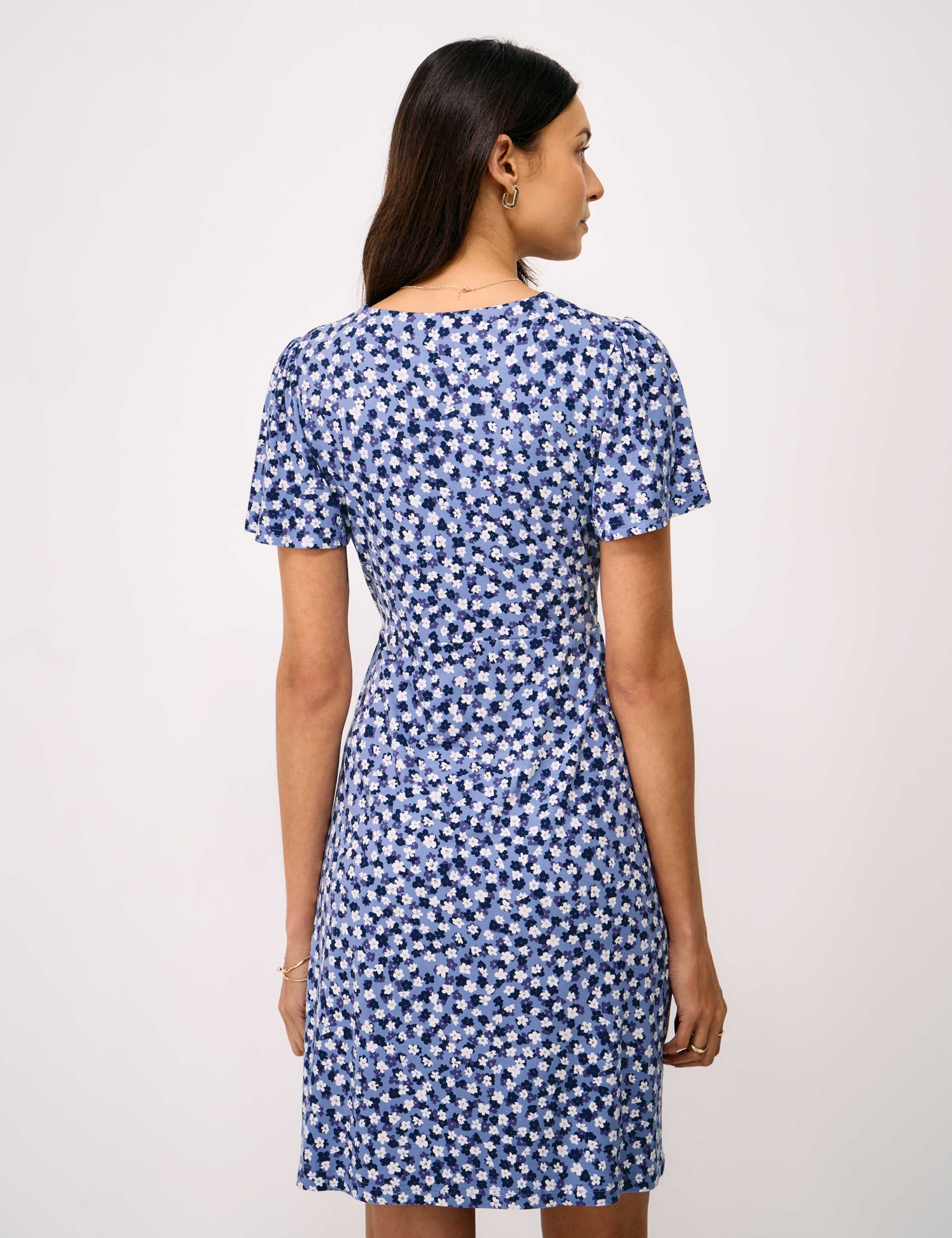 Jersey Floral Midi Waisted Dress 3 of 5