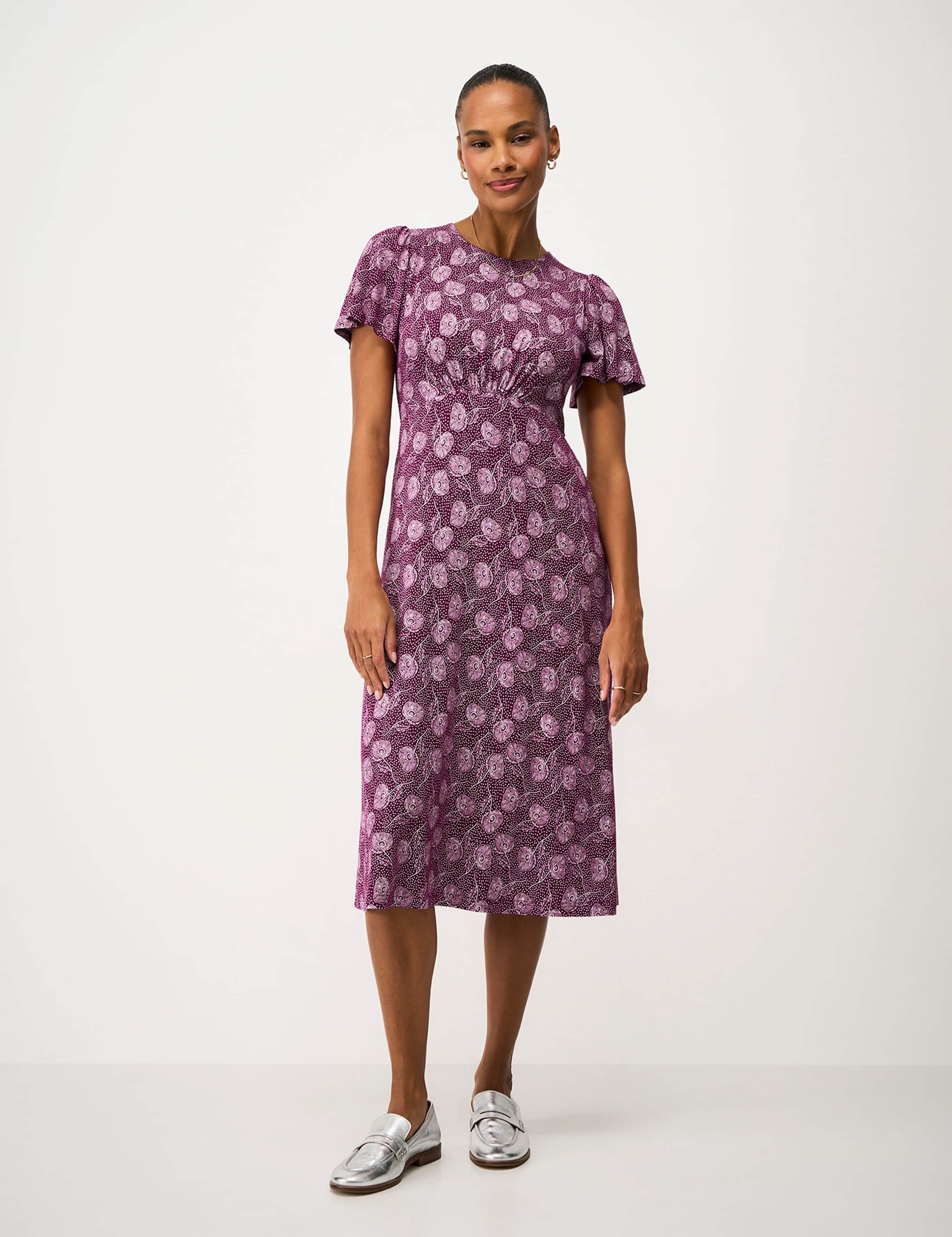 Jersey Floral Midi Waisted Dress 3 of 5