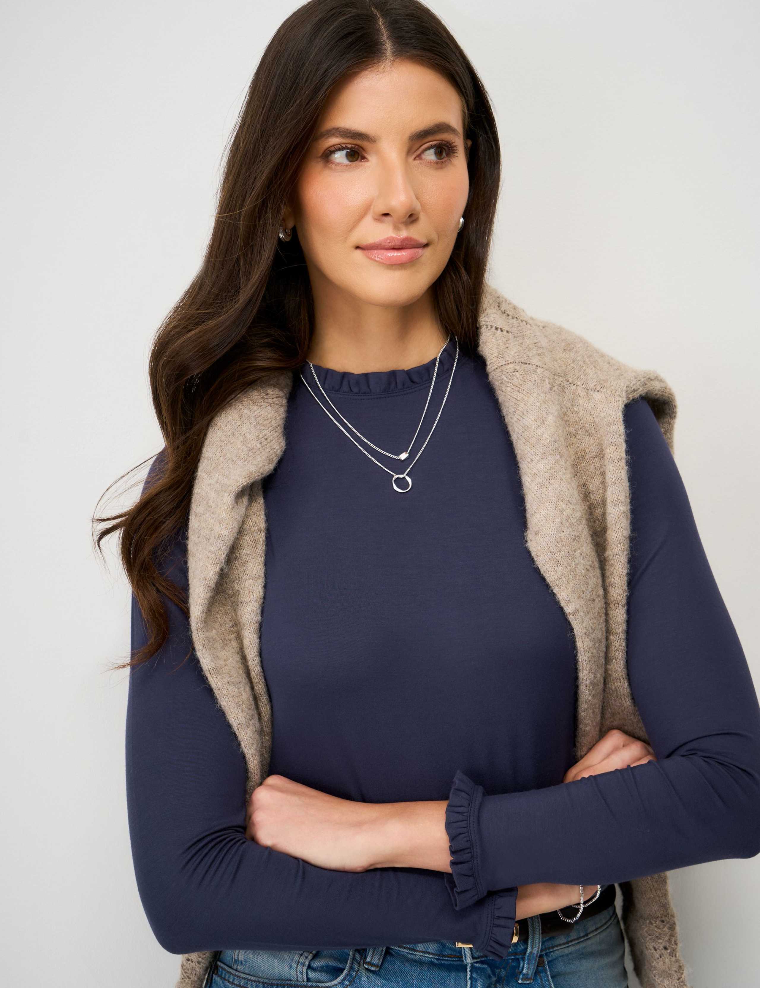 Modal Rich Frill Neck Blouse 5 of 5