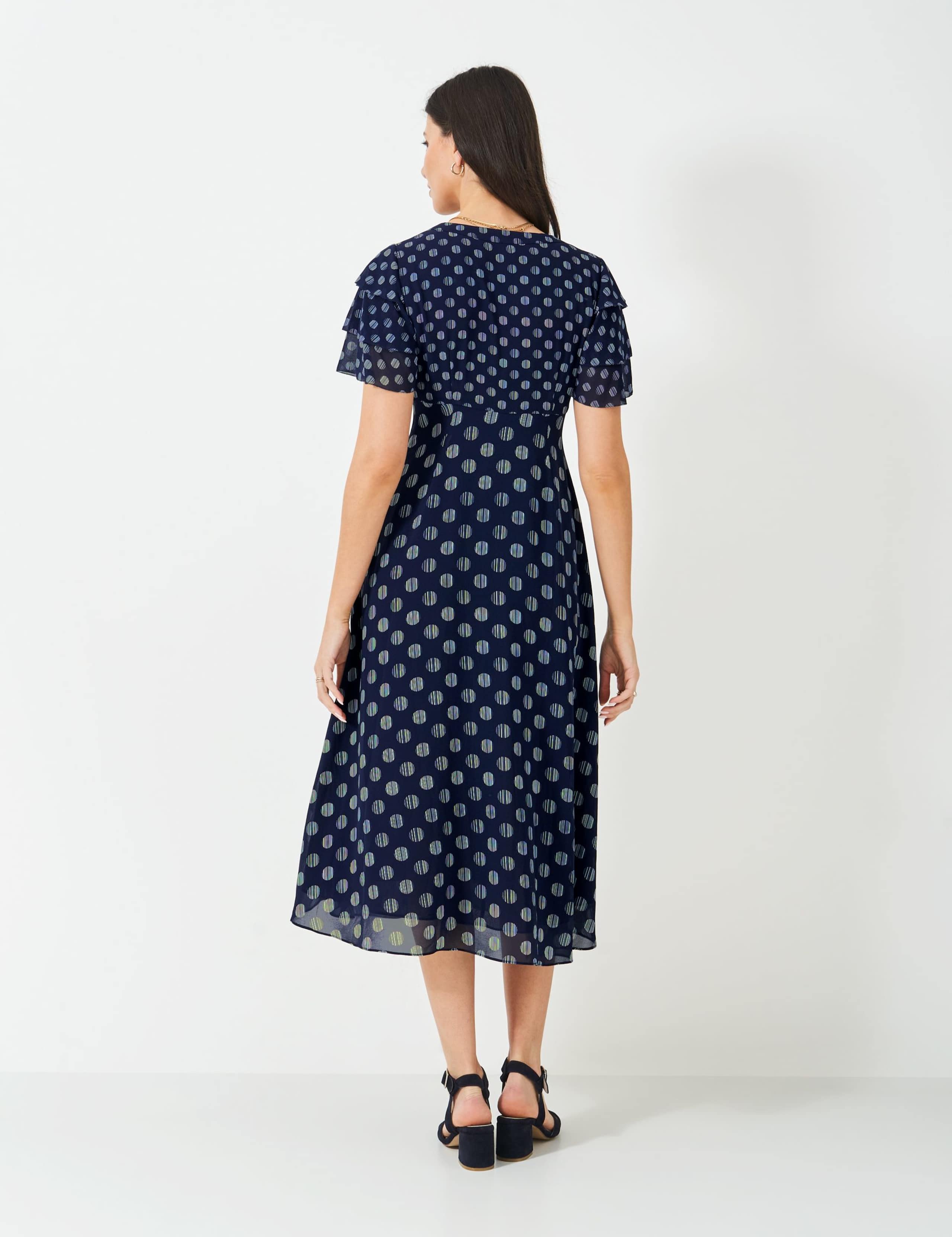 Polka Dot Flutter Sleeve Midi Tea Dress 3 of 5