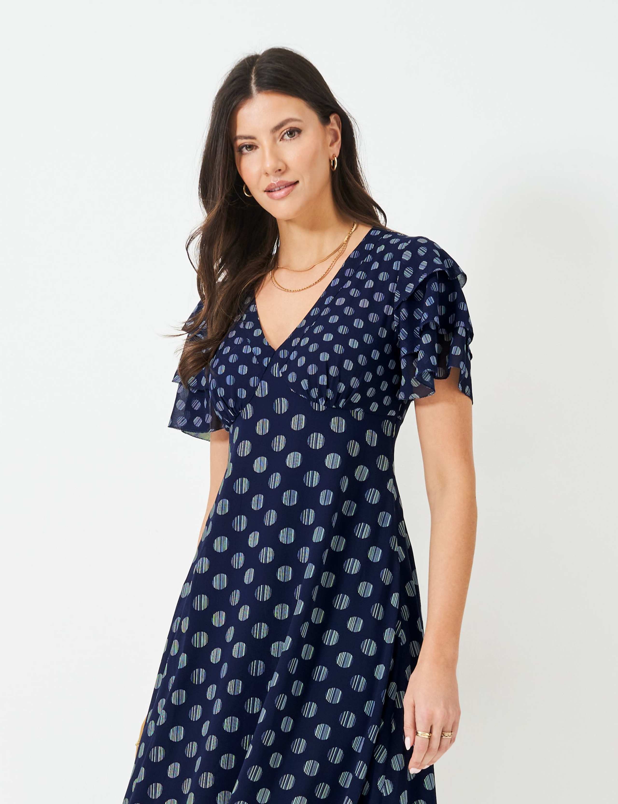 Polka Dot Flutter Sleeve Midi Tea Dress 4 of 5