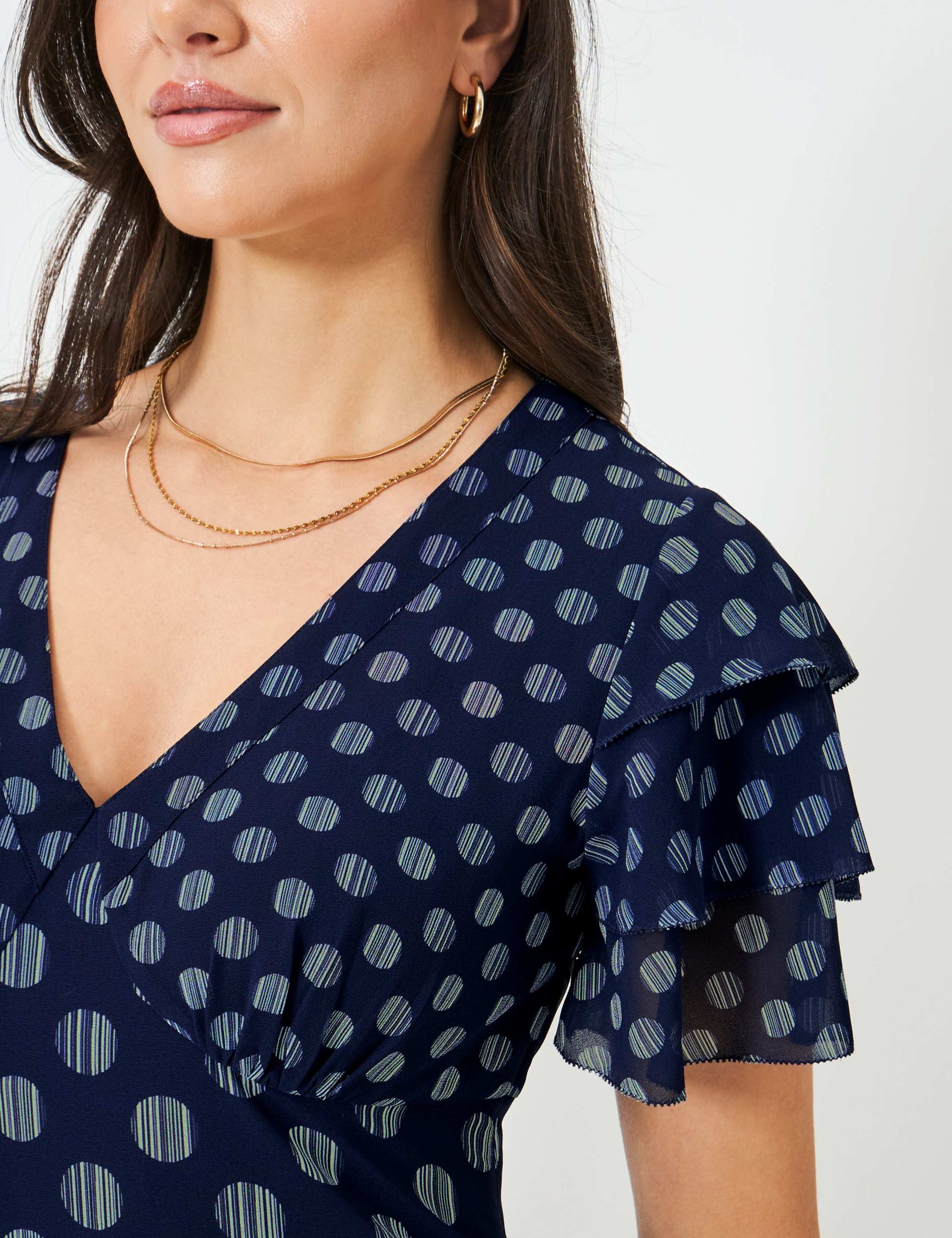 Polka Dot Flutter Sleeve Midi Tea Dress 5 of 5