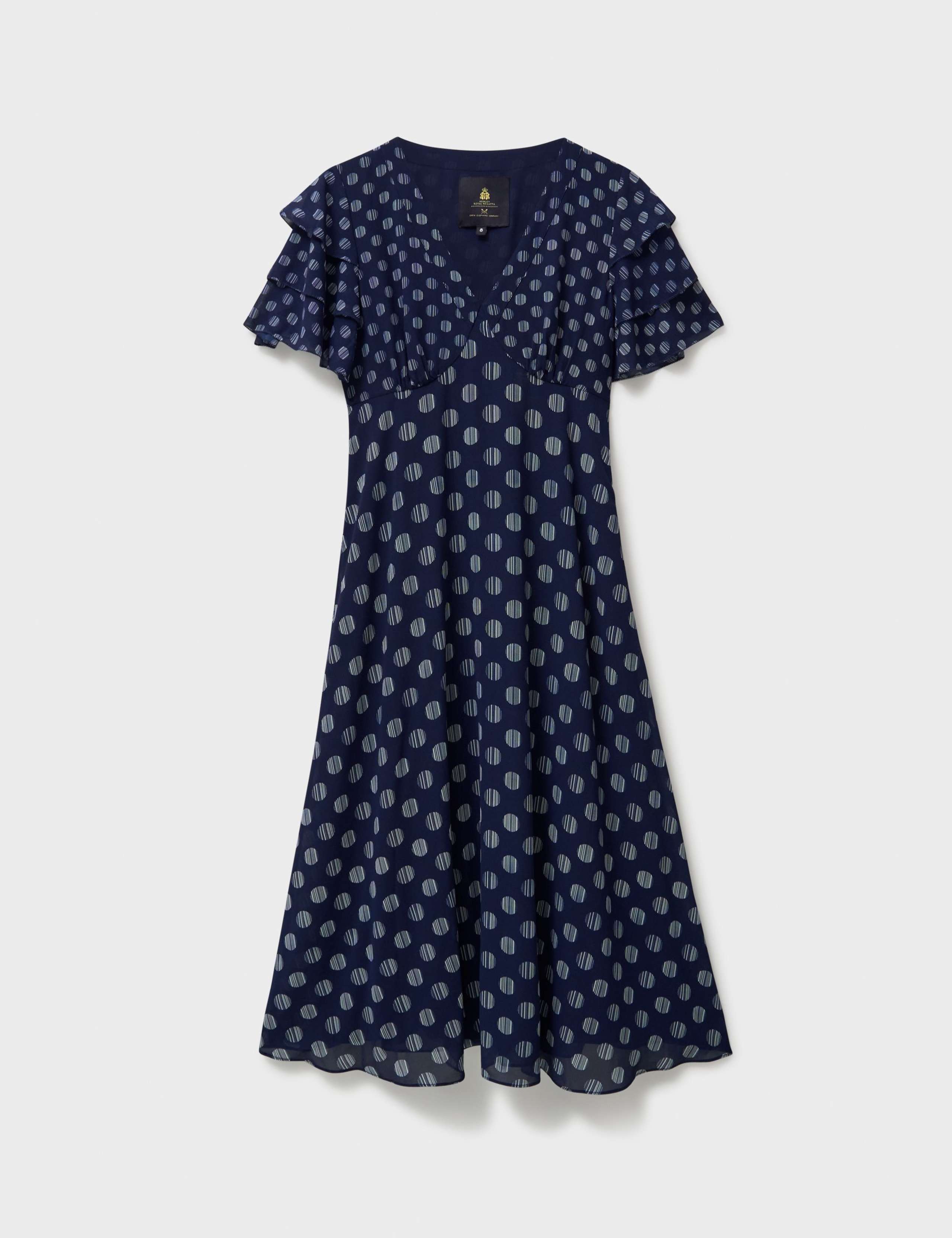Polka Dot Flutter Sleeve Midi Tea Dress 2 of 5