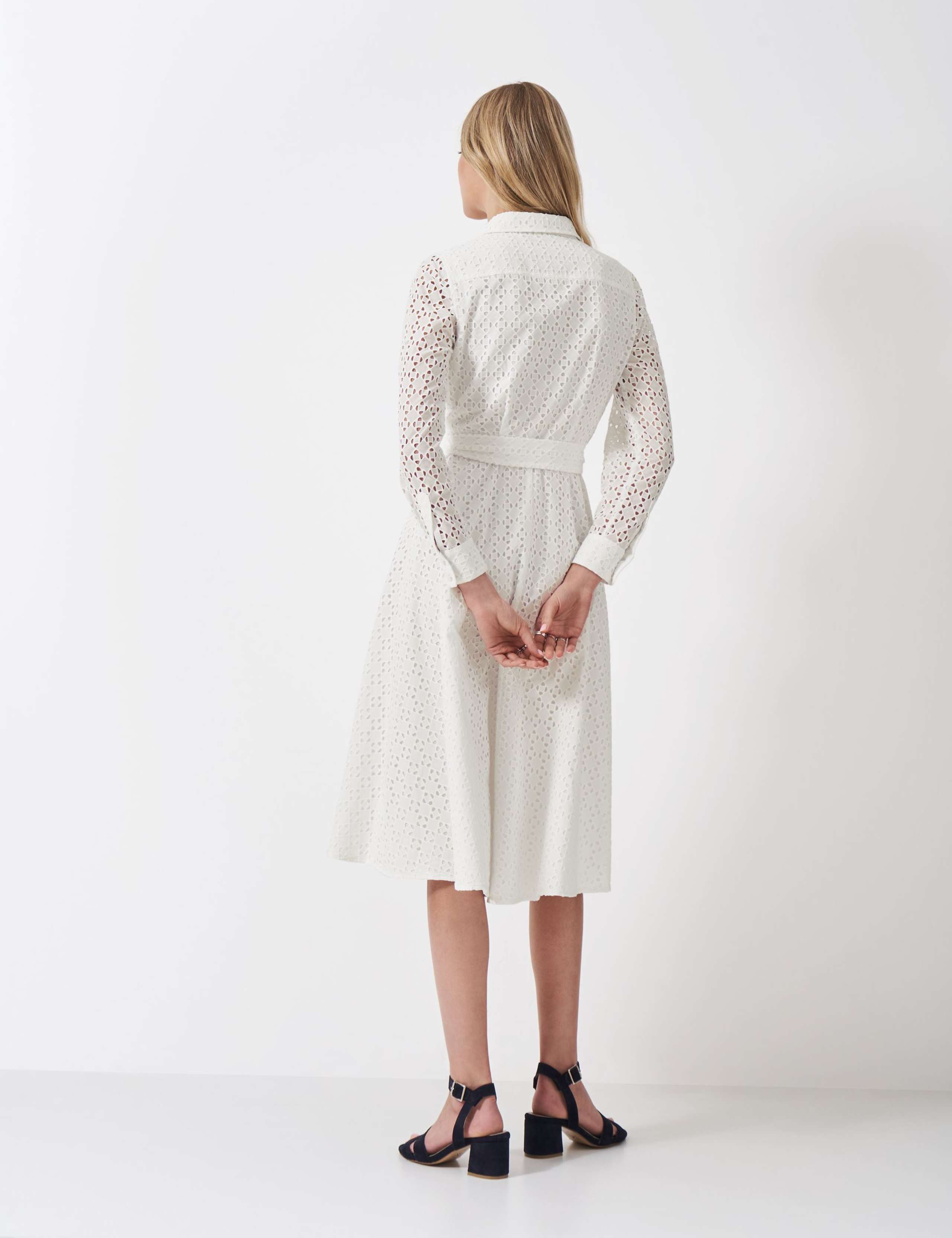 Pure Cotton Broderie Midi Shirt Dress 3 of 5