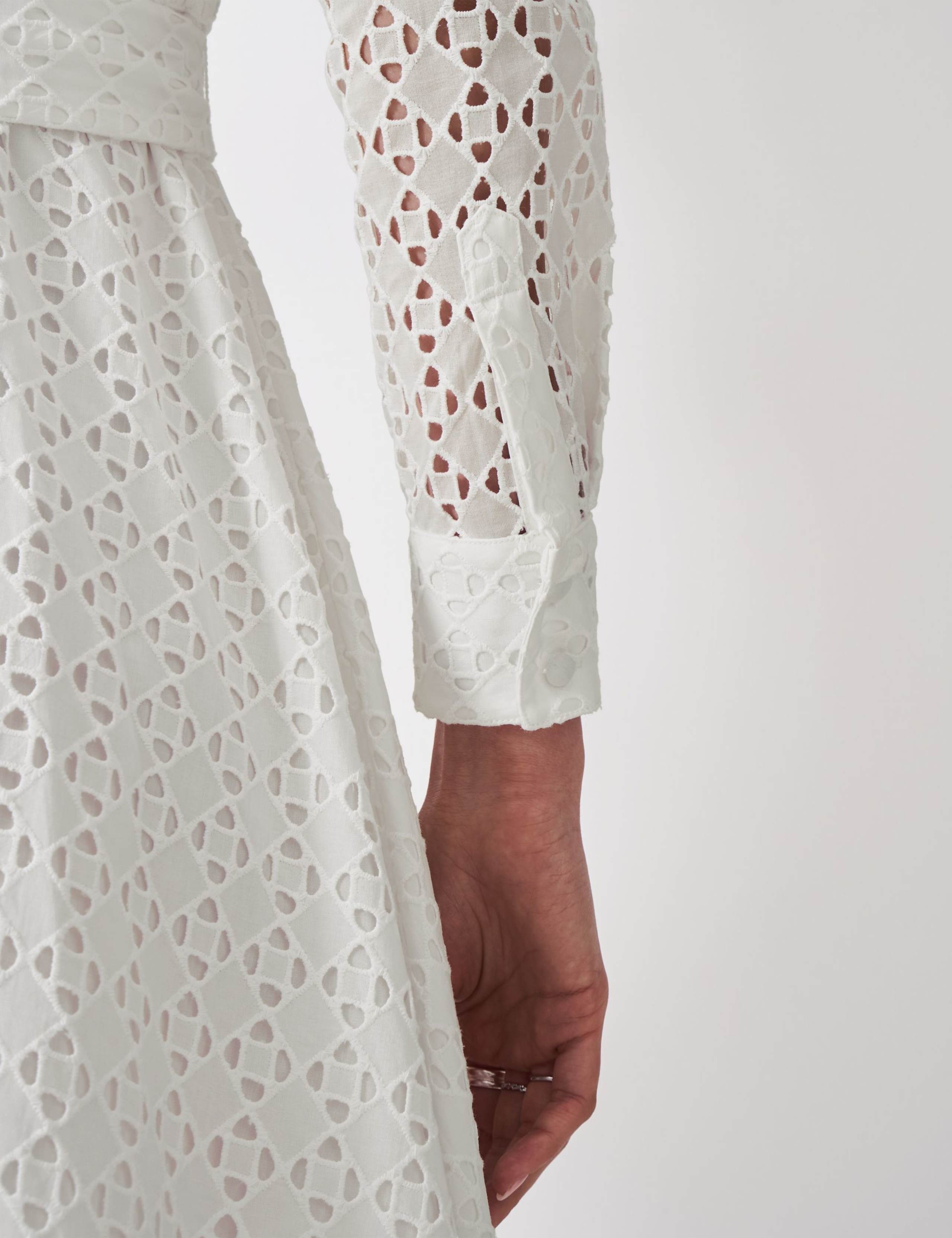 Pure Cotton Broderie Midi Shirt Dress 5 of 5