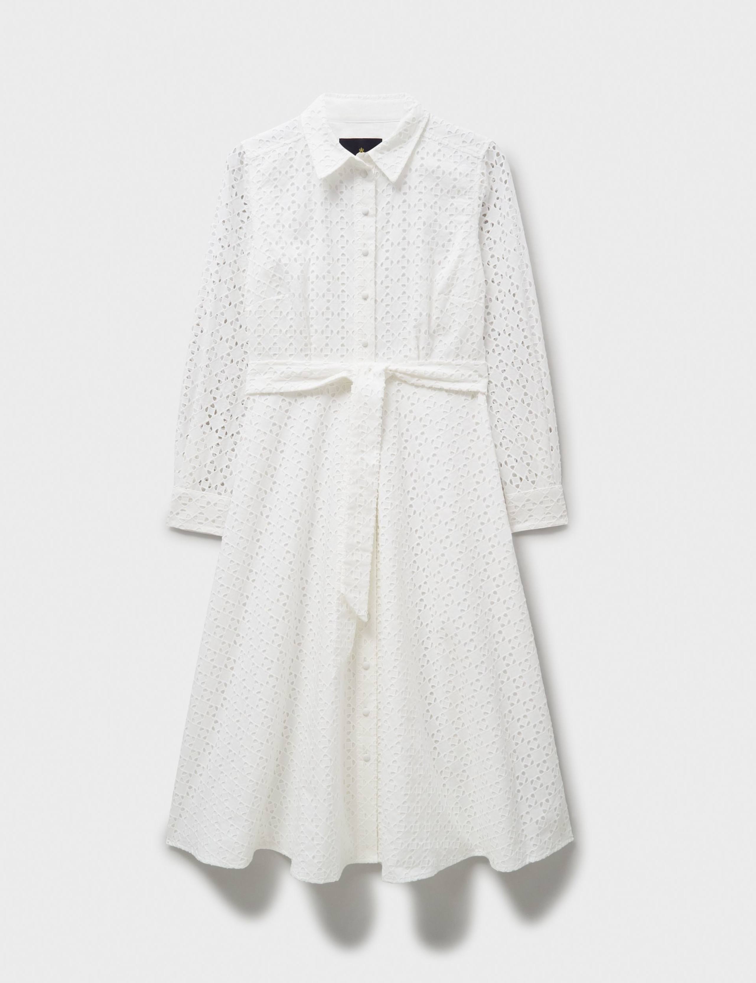 Pure Cotton Broderie Midi Shirt Dress 2 of 5
