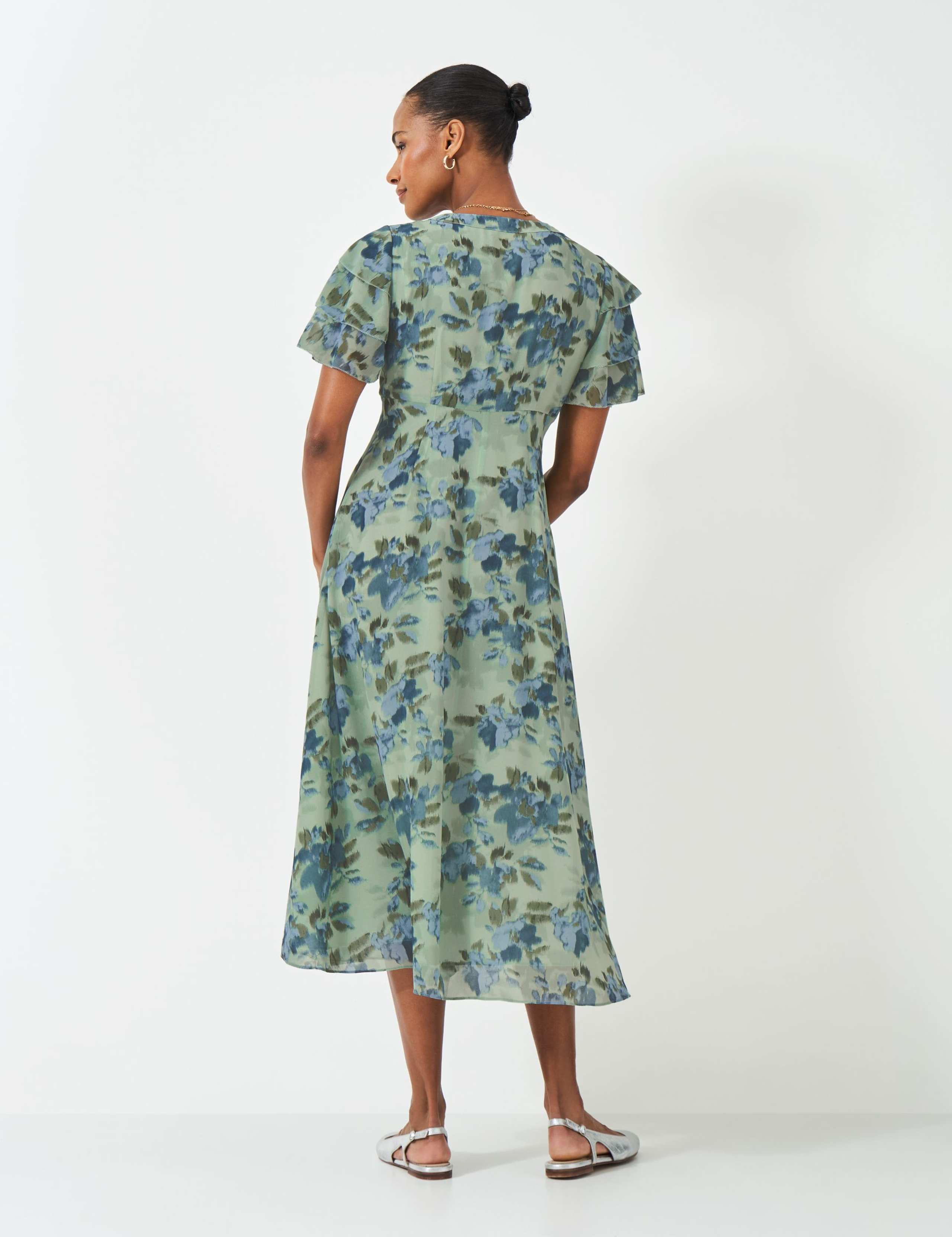 Floral Flutter Sleeve Midi Tea Dress 3 of 5