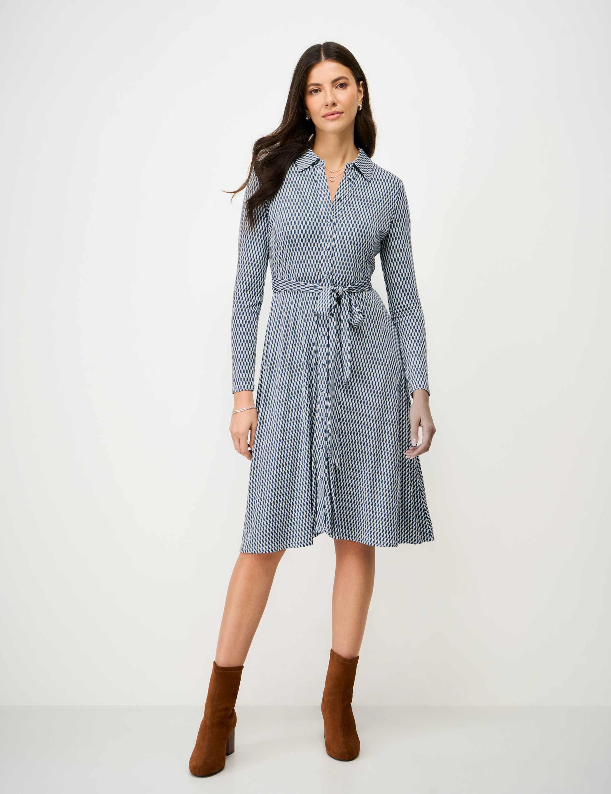 Jersey Geometric Knee Length Shirt Dress 3 of 5
