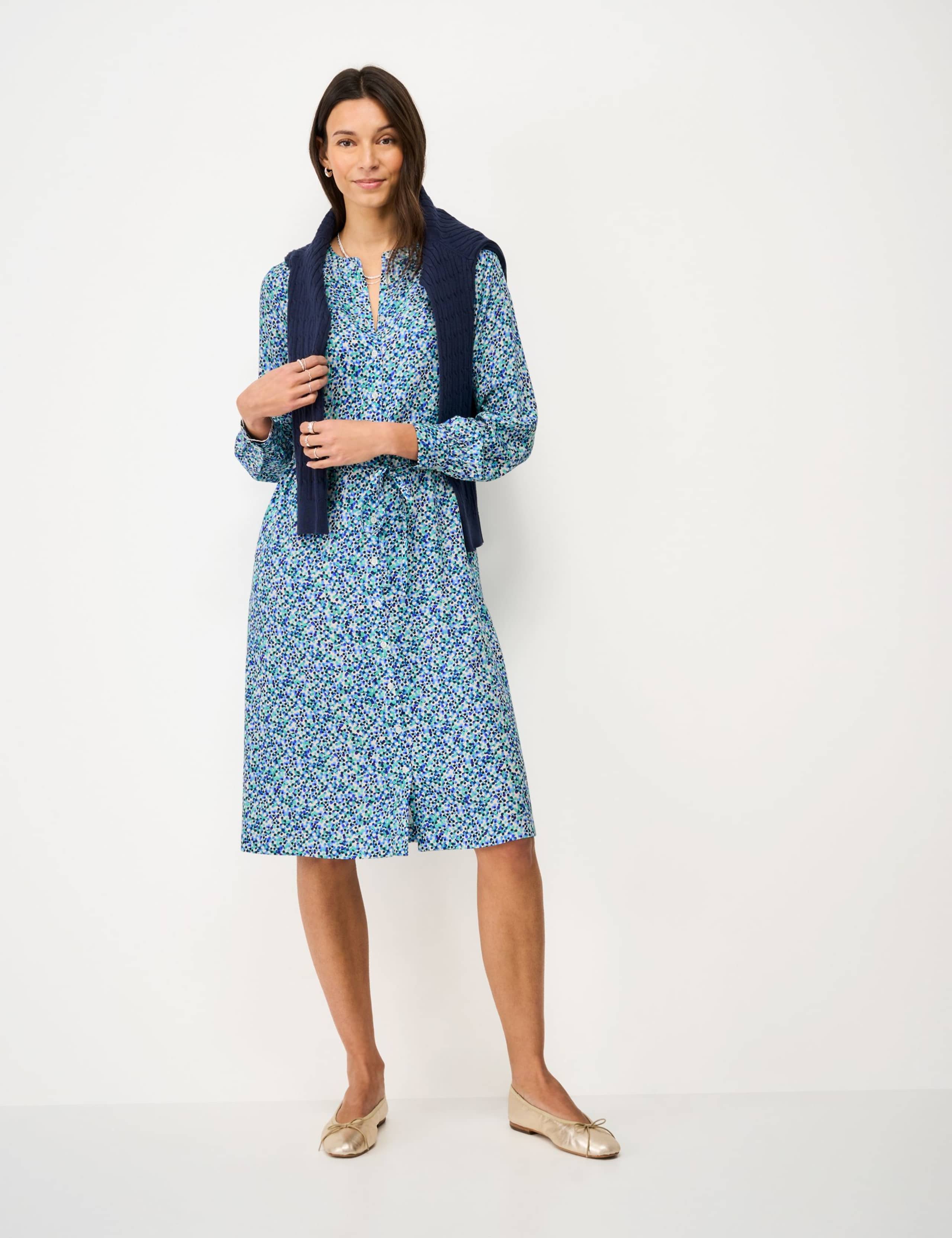 Floral Belted Knee Length Tea Dress 1 of 5