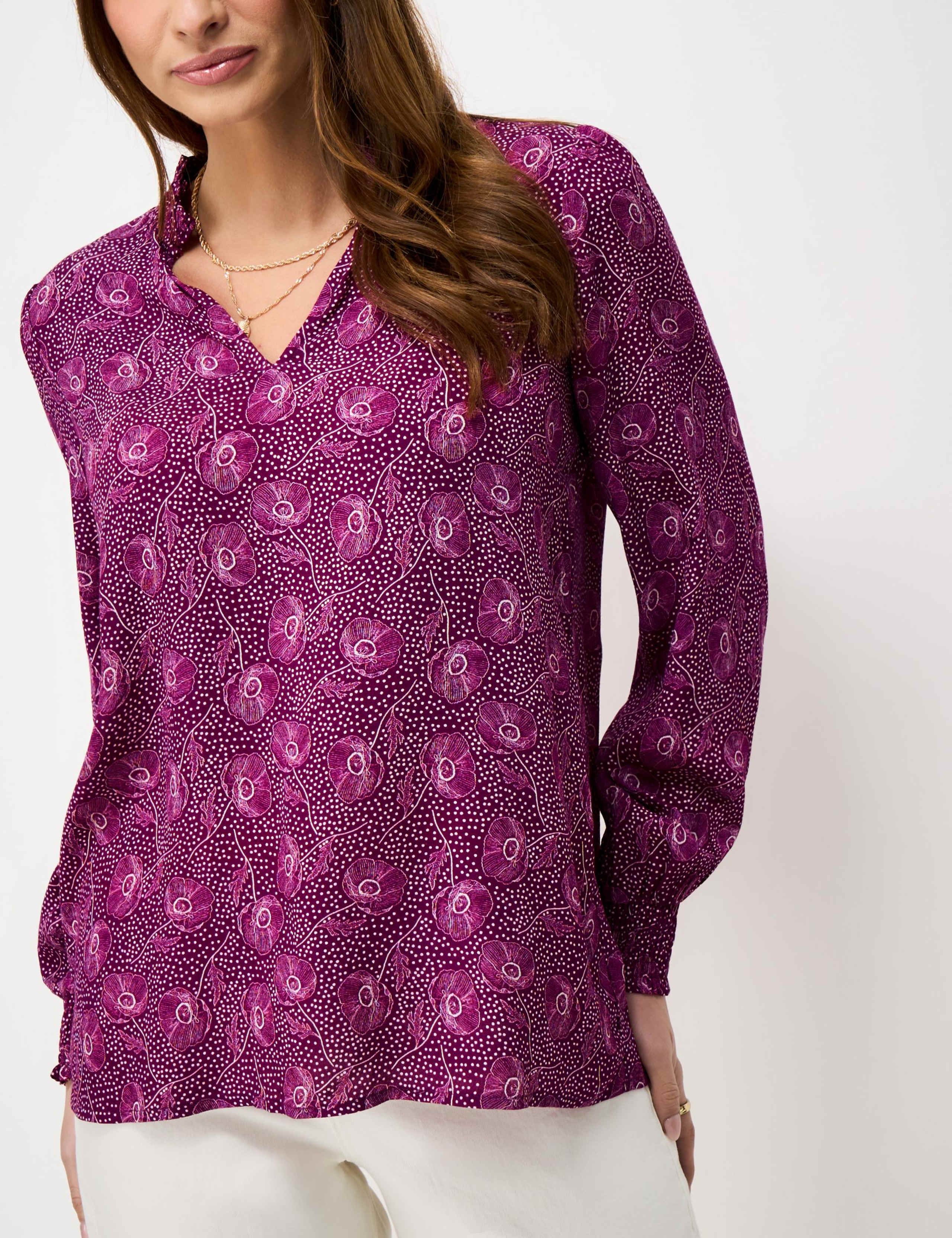 Floral Notch Neck Popover Blouse 4 of 5