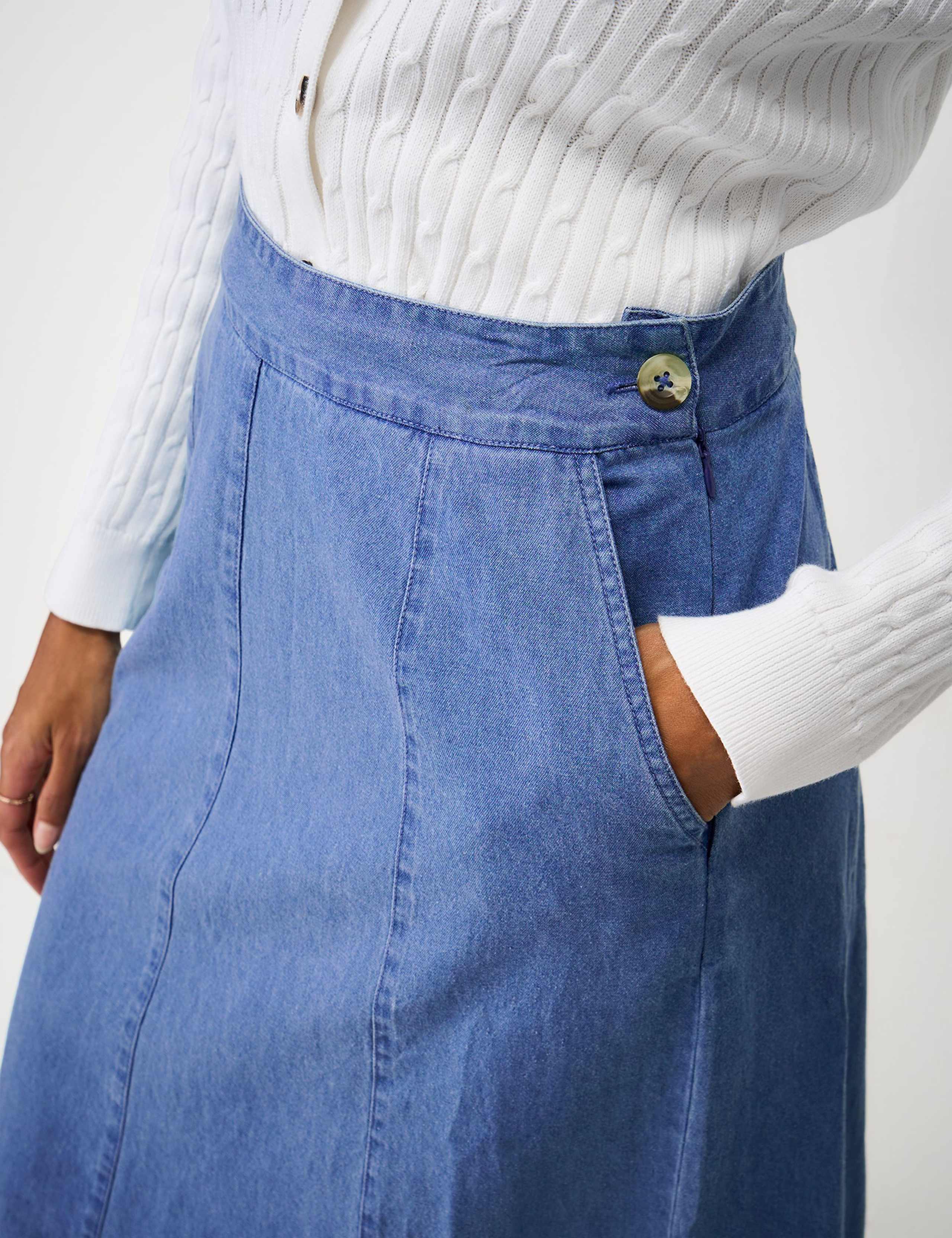 Denim Midi A-Line Skirt 4 of 5
