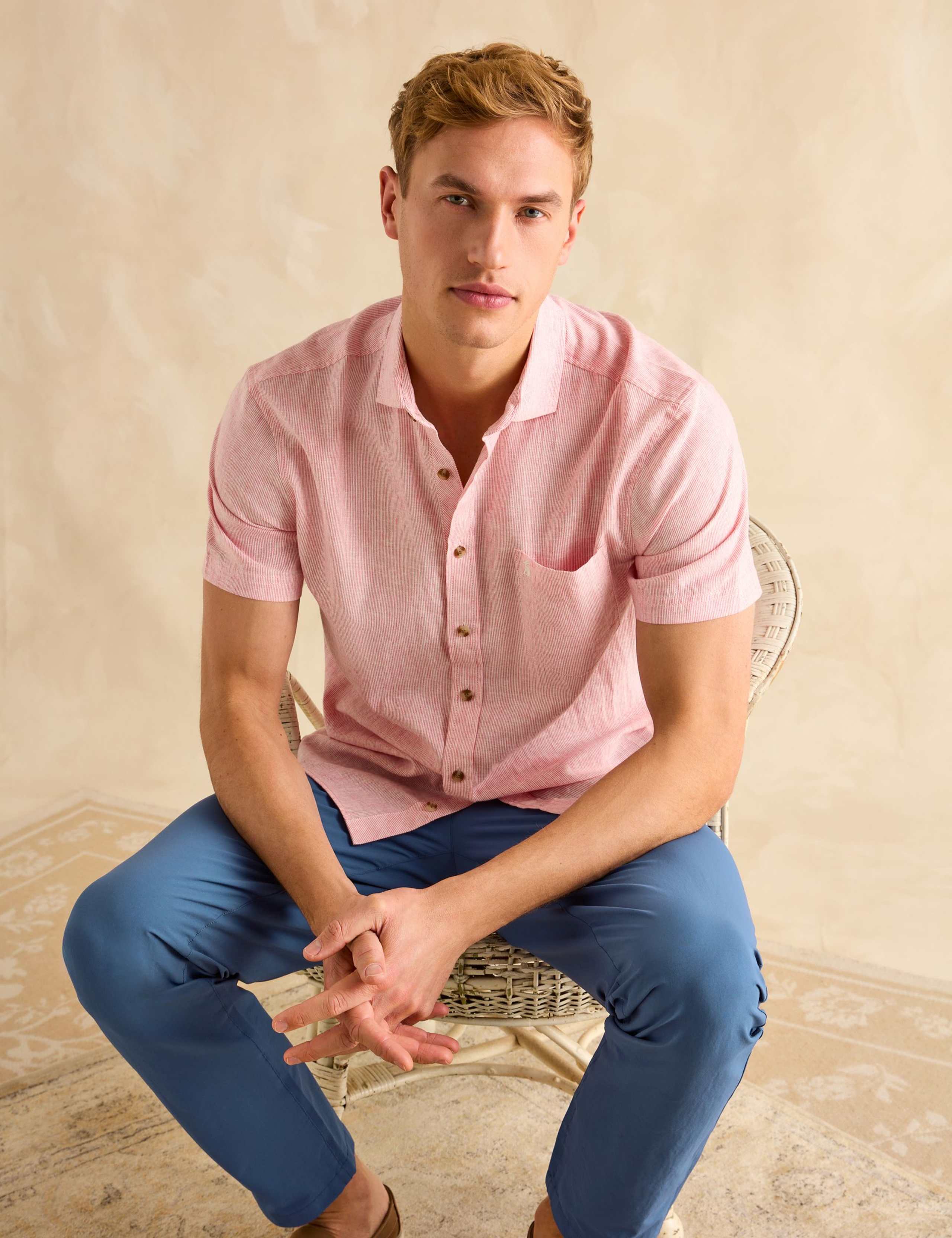 Regular Fit Linen Blend Striped Shirt 4 of 7