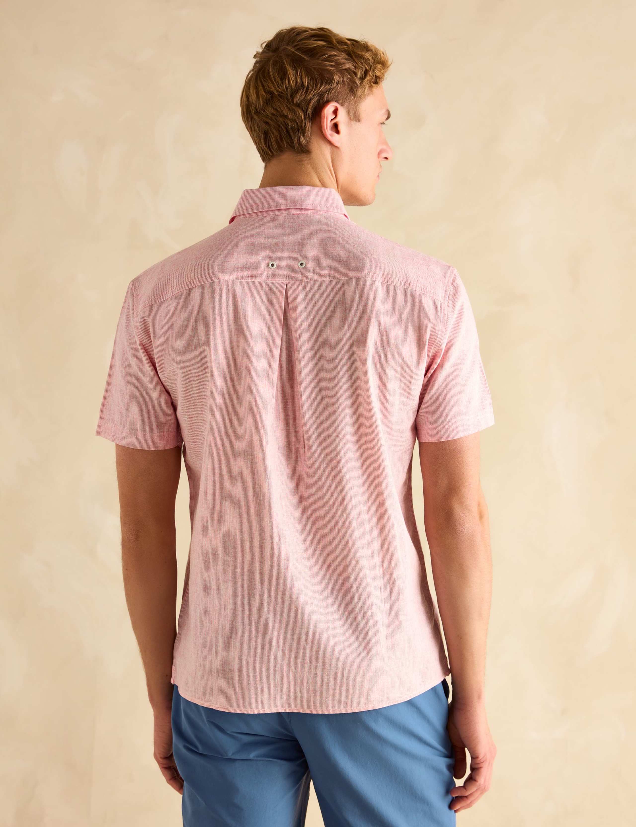 Regular Fit Linen Blend Striped Shirt 5 of 7