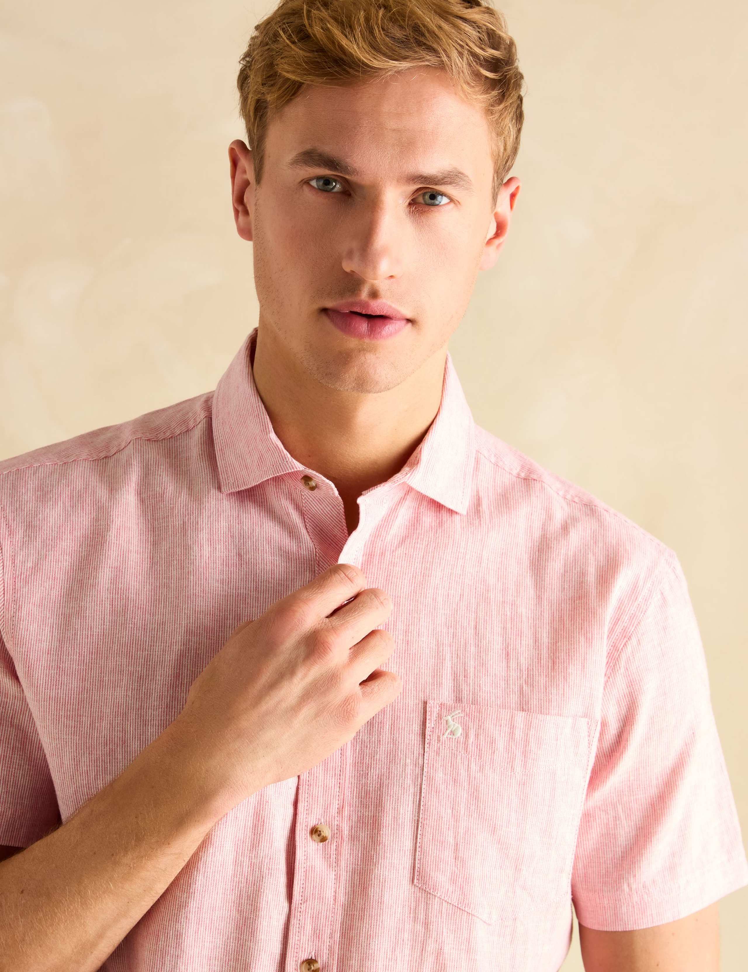 Regular Fit Linen Blend Striped Shirt 6 of 7