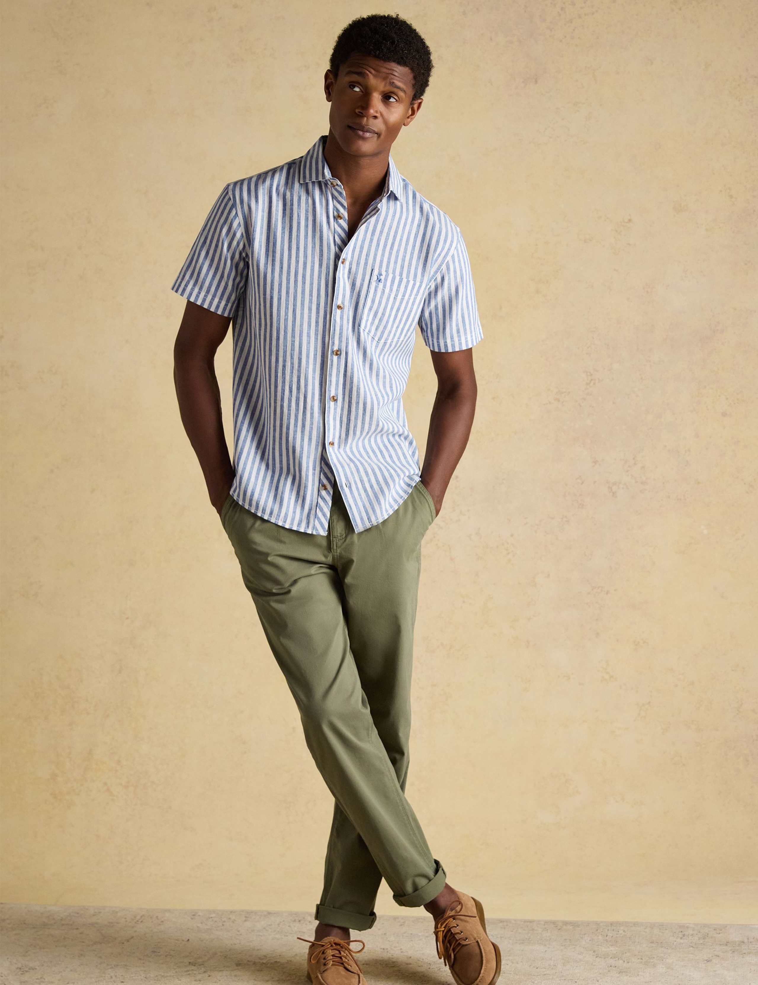 Regular Fit Linen Blend Striped Shirt 3 of 9