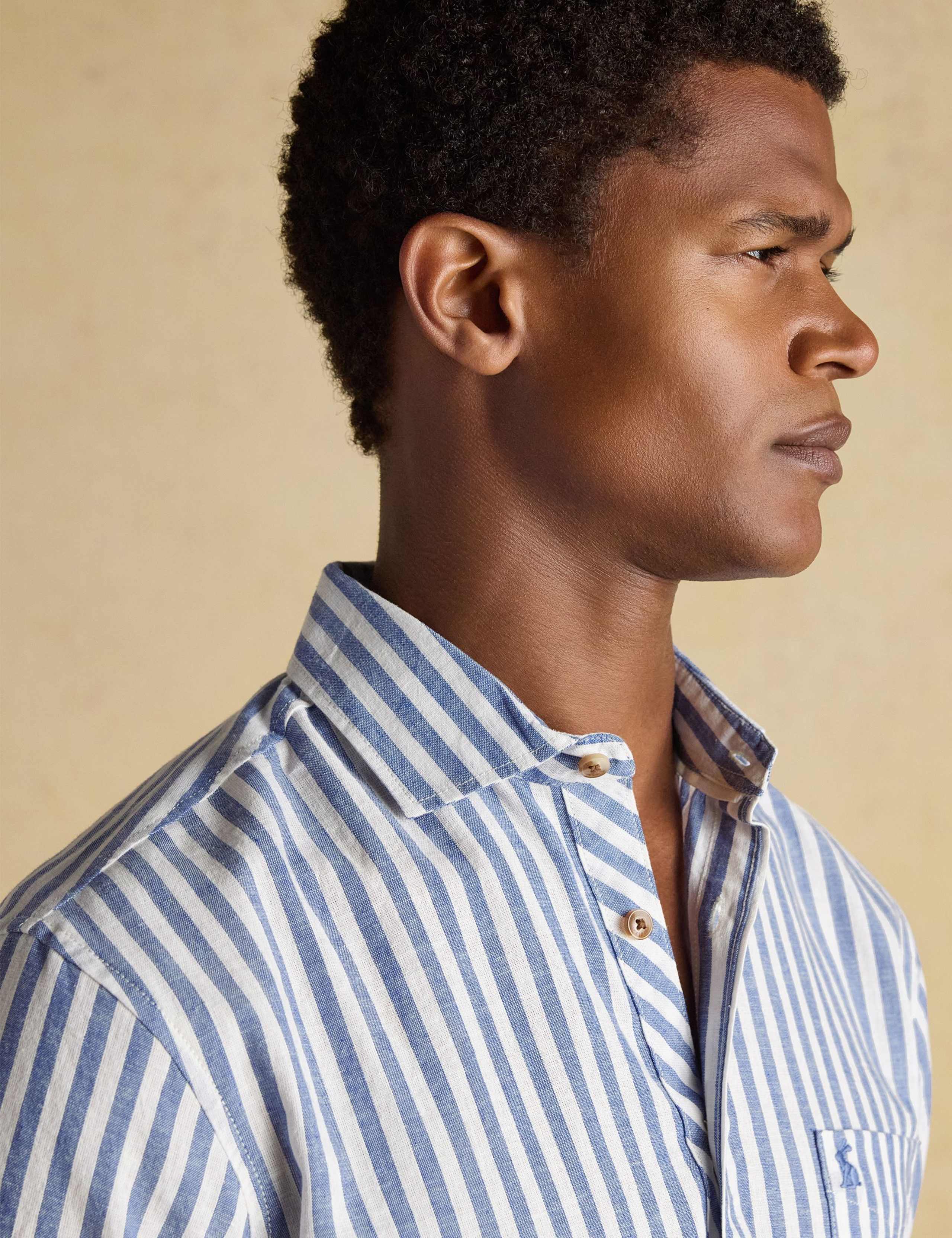 Regular Fit Linen Blend Striped Shirt 6 of 9