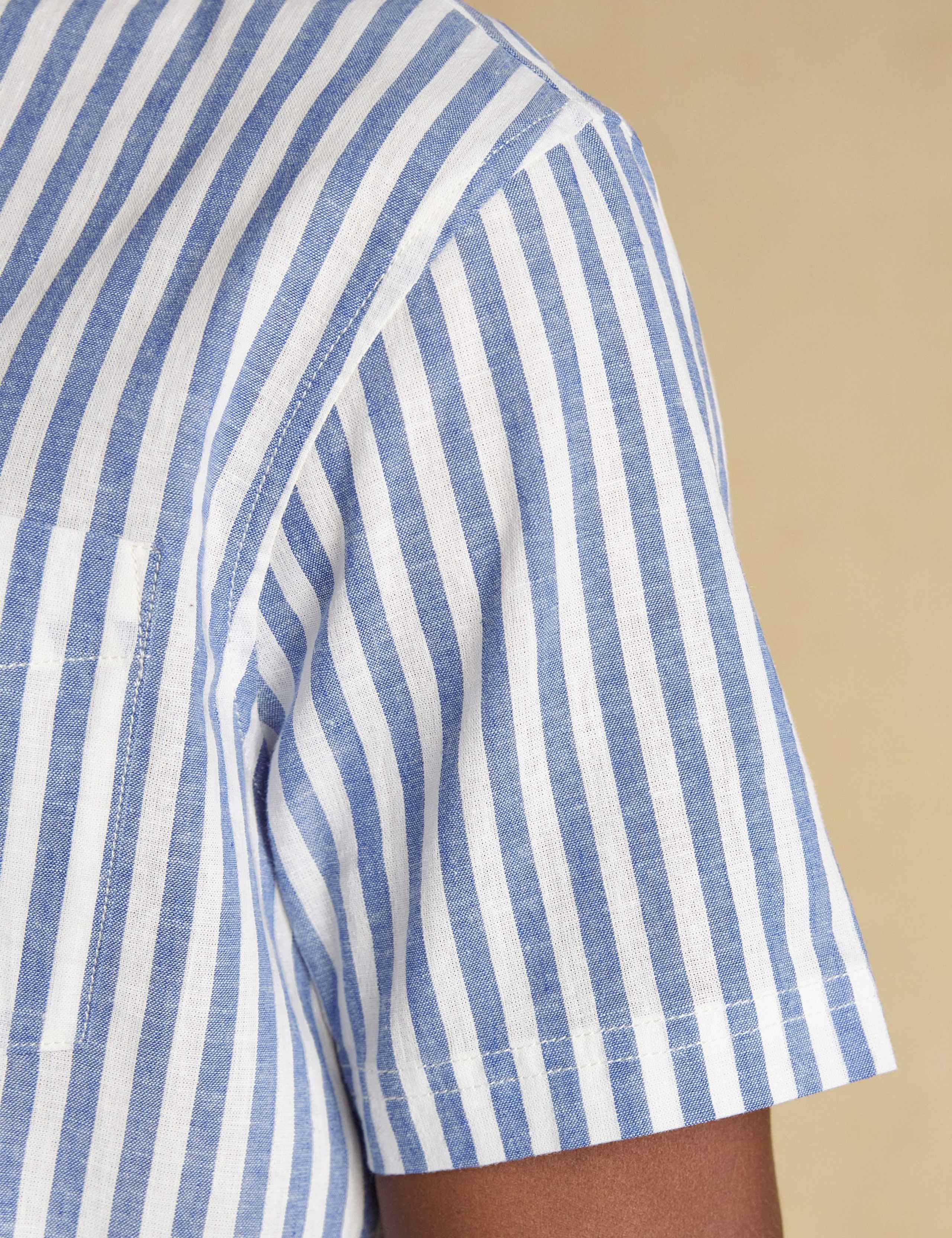 Regular Fit Linen Blend Striped Shirt 8 of 9