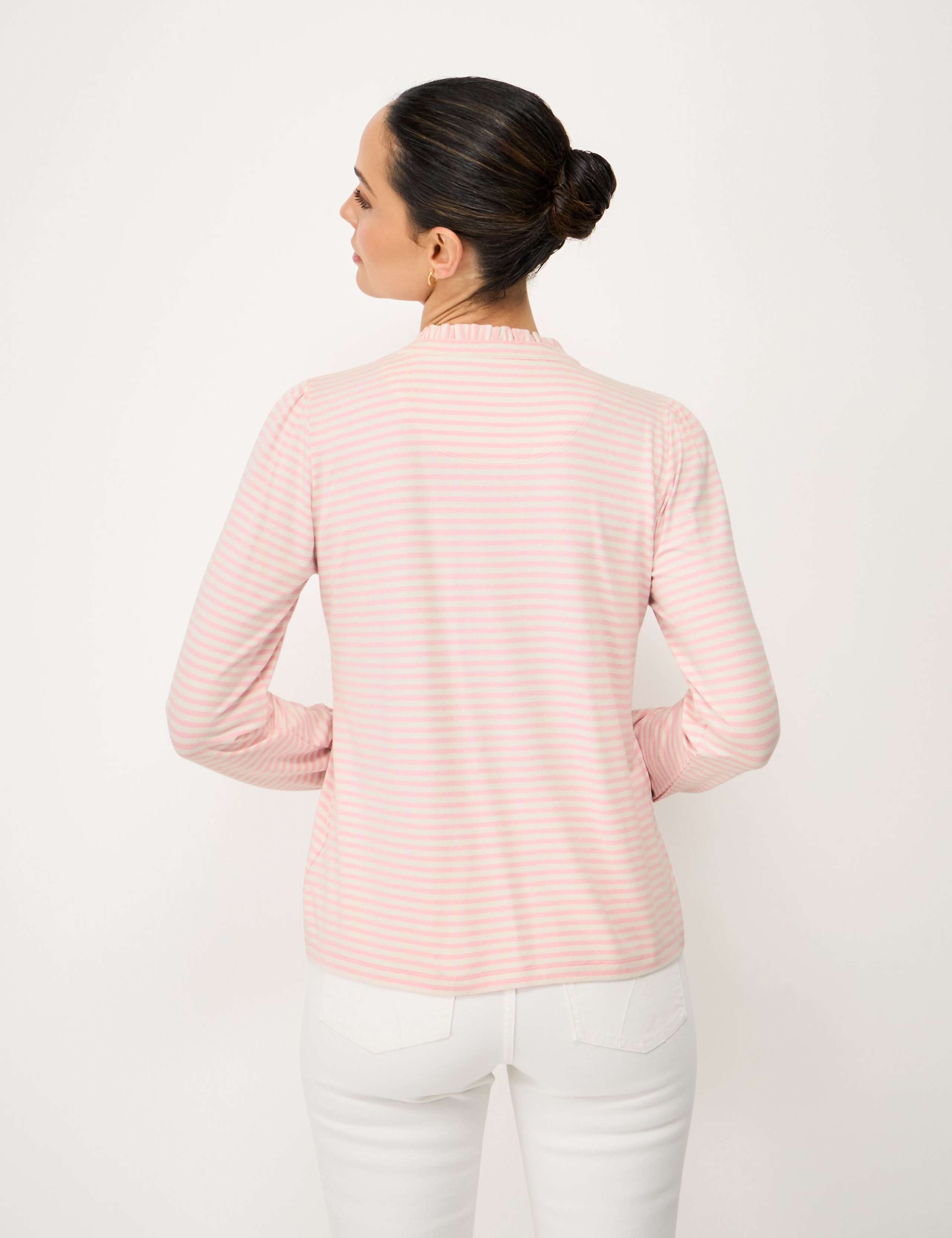 Jersey Striped Frill Neck Blouse 4 of 5