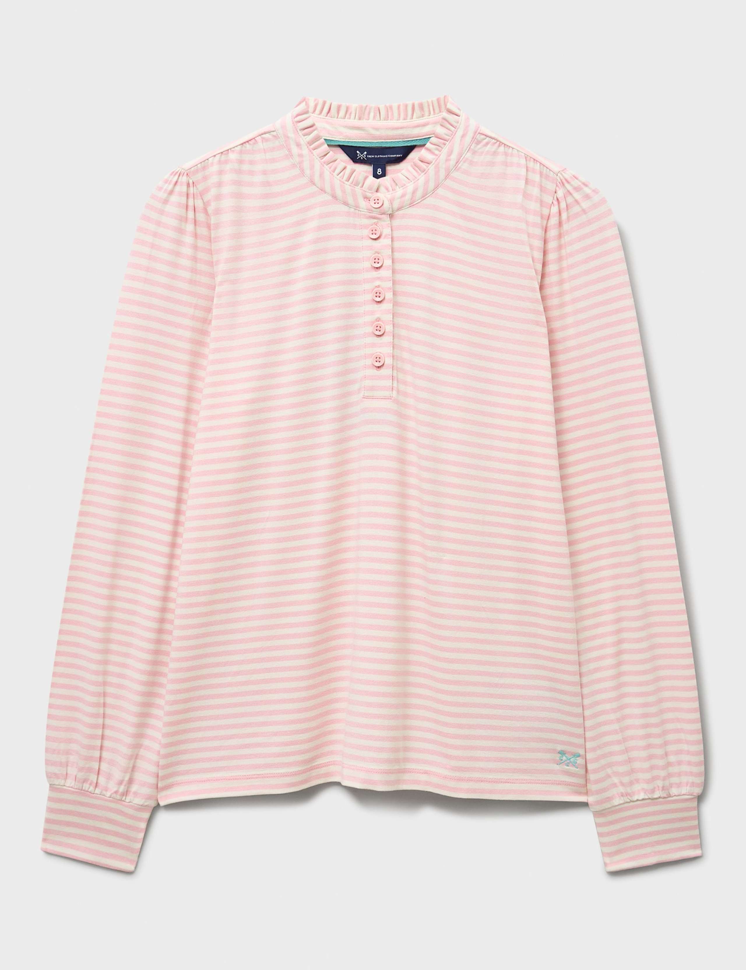 Jersey Striped Frill Neck Blouse 2 of 5