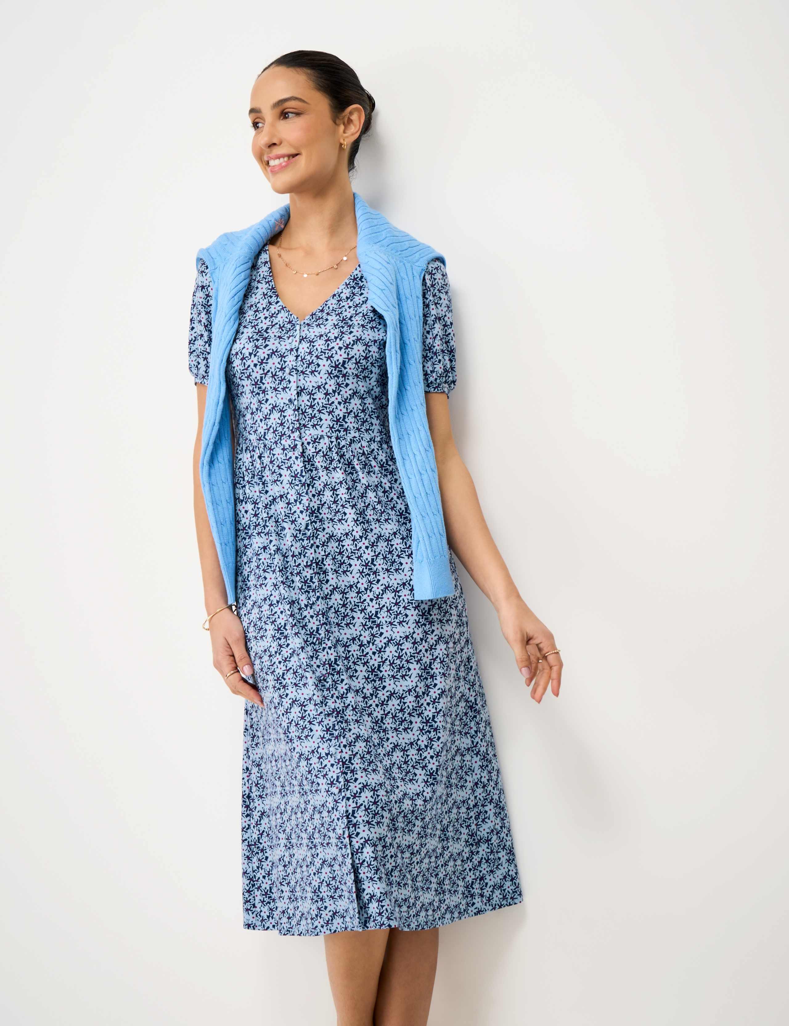 Jersey Floral Midi Tea Dress 3 of 5
