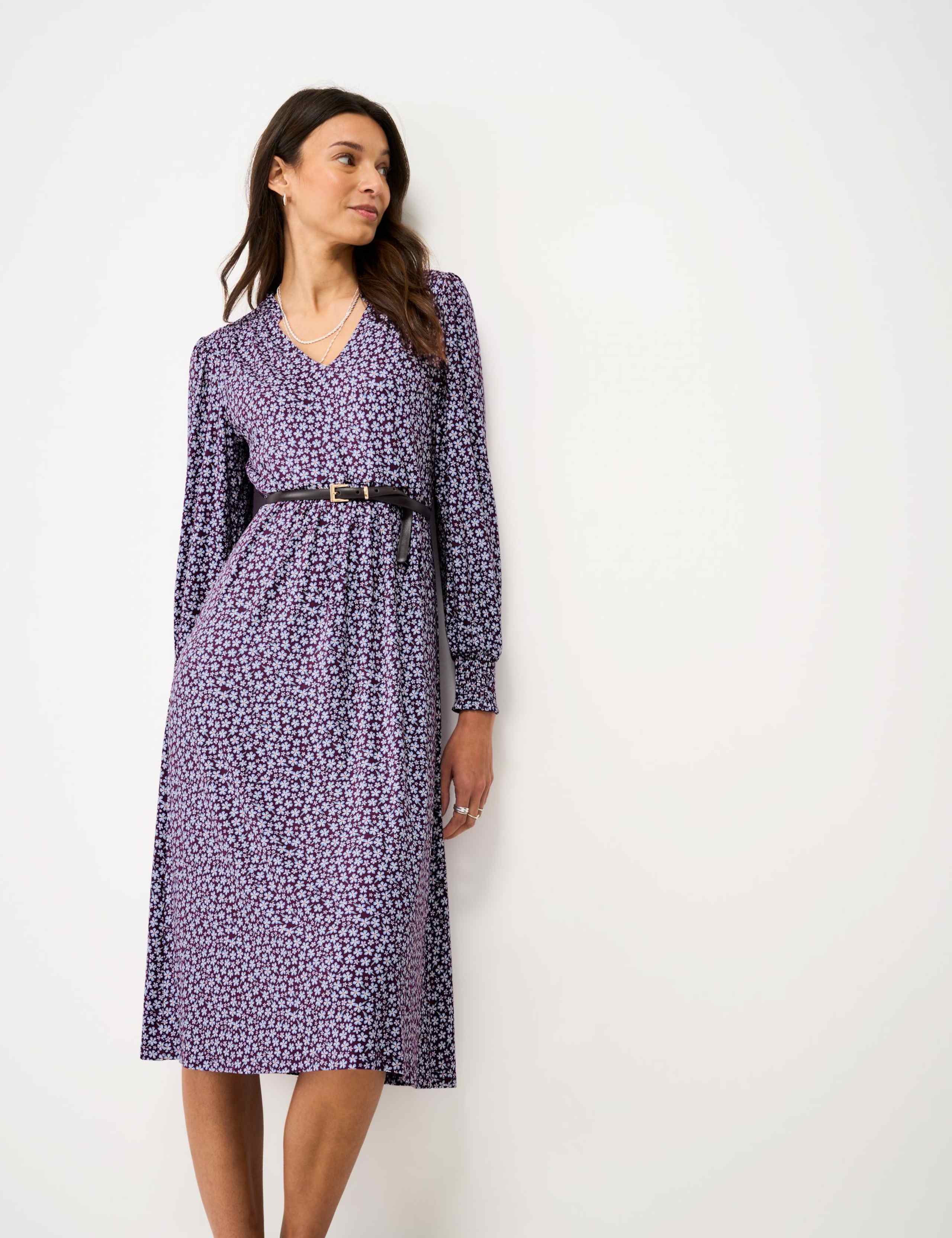 Jersey Ditsy Floral Midi Tea Dress 3 of 5