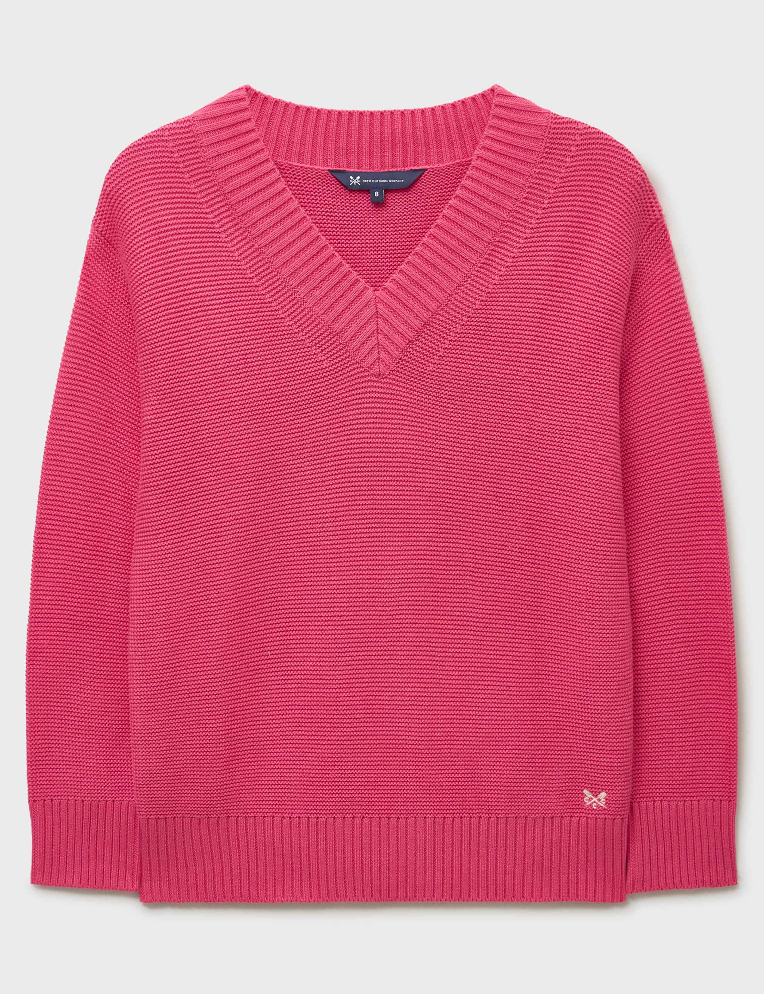 Pure Cotton Textured V-Neck Jumper 2 of 6